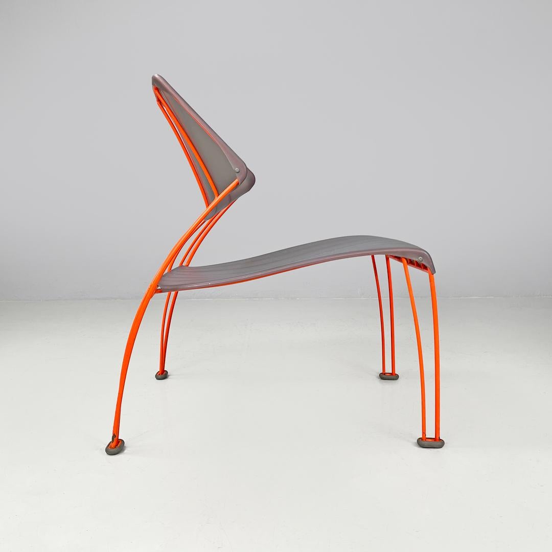 Post-Modern Swedish postmodern orange metal armchair Hasslo by Monika Mulder for Ikea, 1990s For Sale