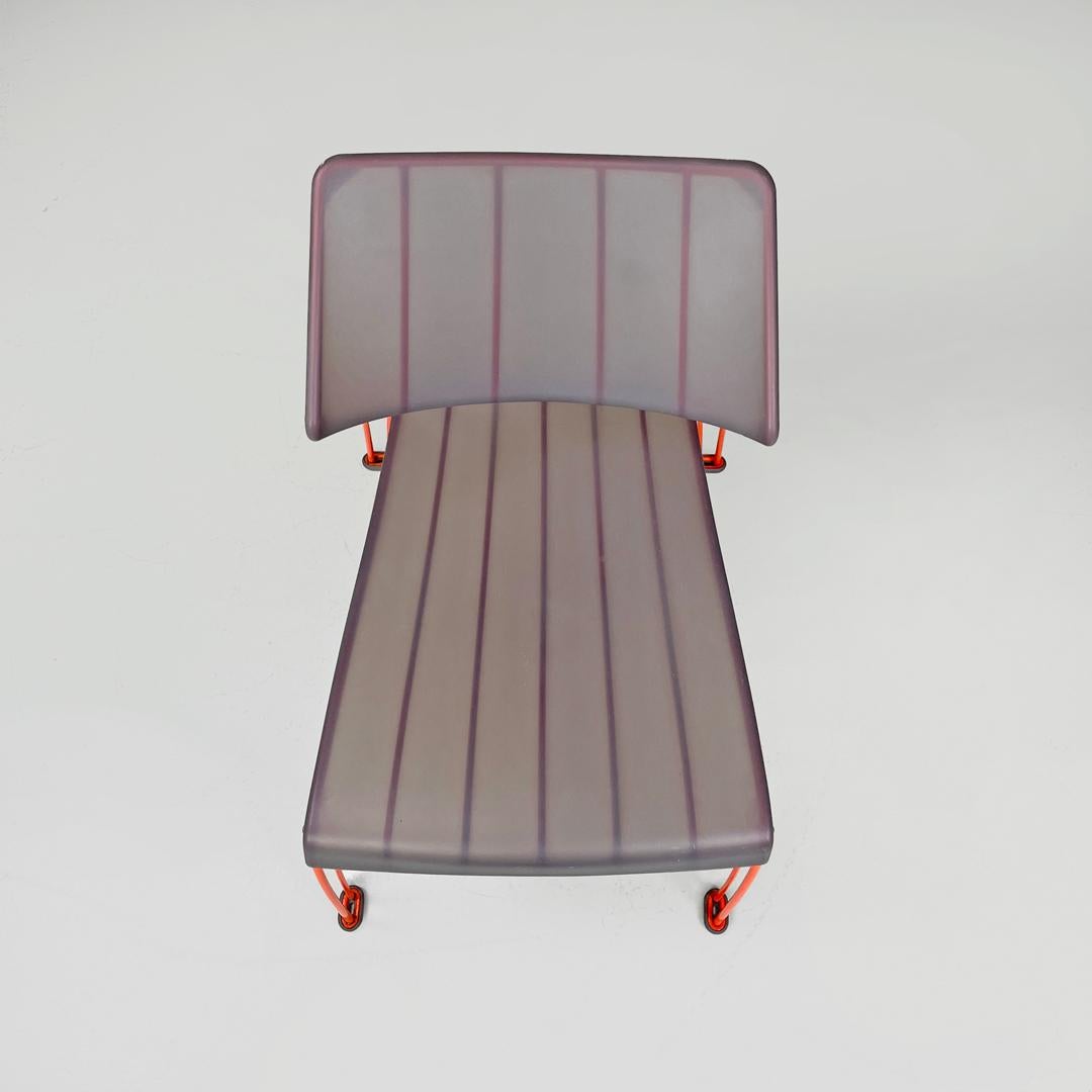 Metal Swedish postmodern orange metal armchair Hasslo by Monika Mulder for Ikea, 1990s For Sale