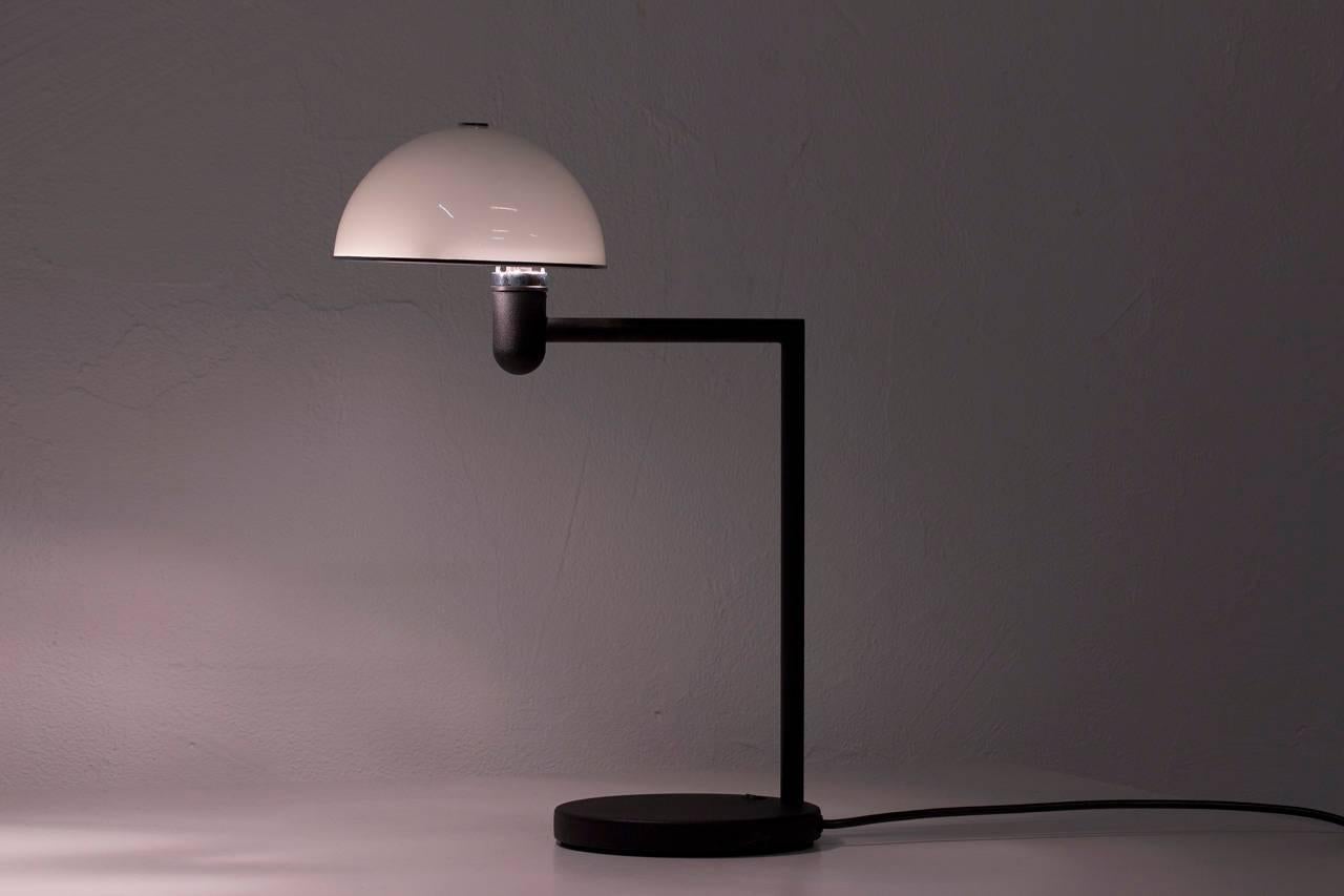 Opaline Glass Swedish Postmodern Table Lamp, 1980s