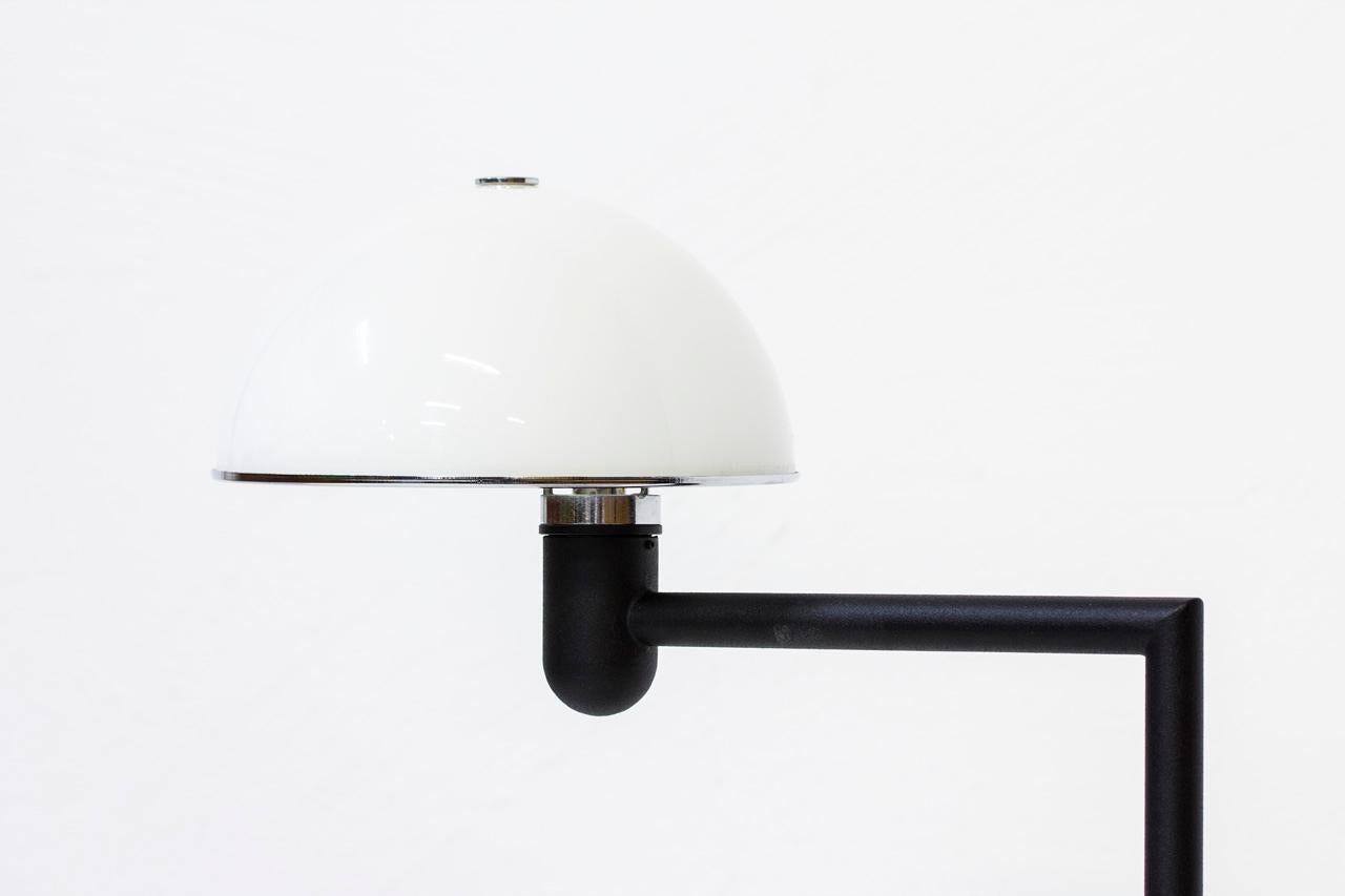 Post-Modern Swedish Postmodern Table Lamp in Opaline Glass and Steel