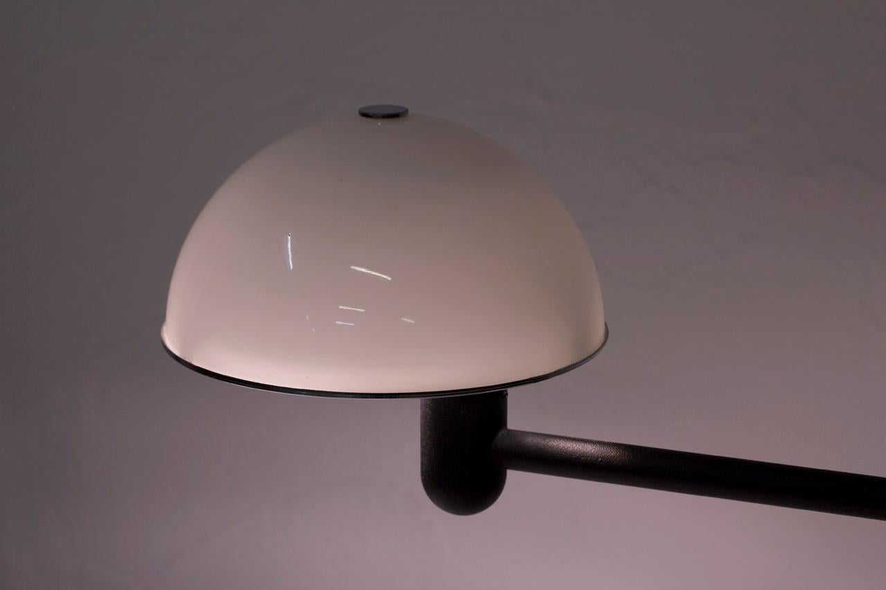 Swedish Postmodern Table Lamp in Opaline Glass and Steel 4