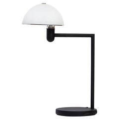Swedish Postmodern Table Lamp in Opaline Glass and Steel