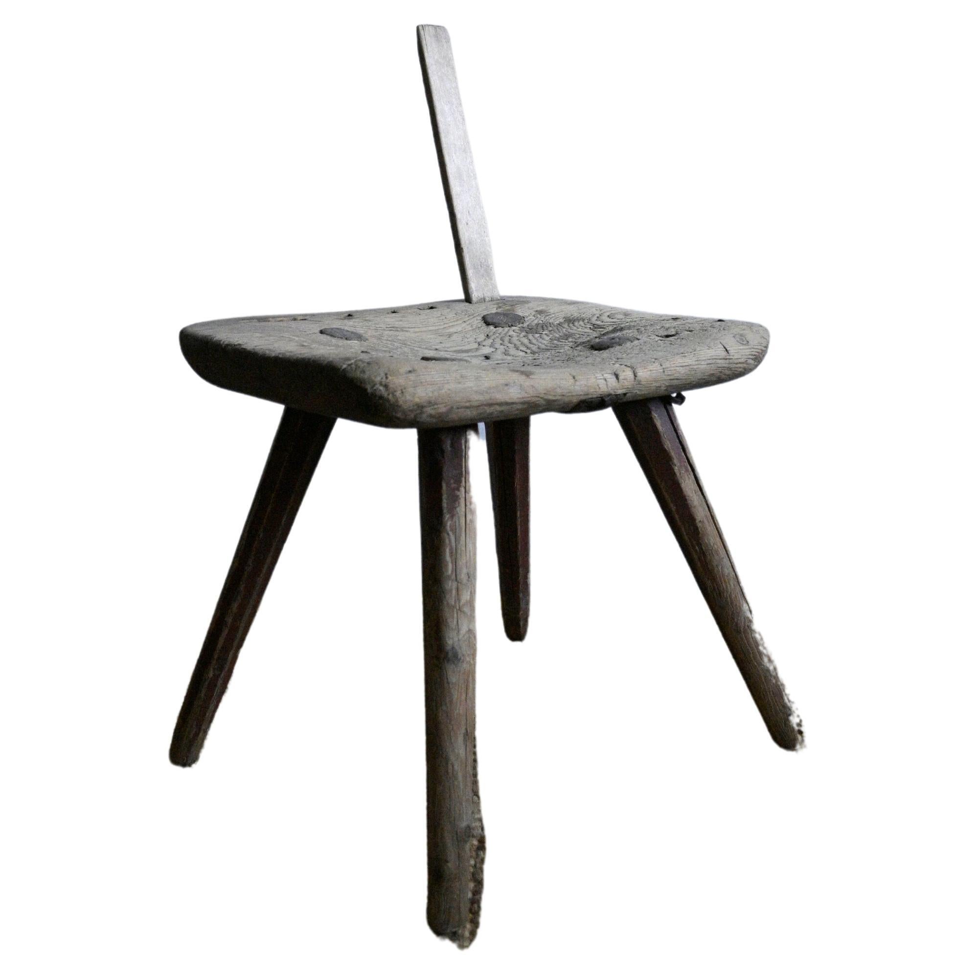 Swedish Primitive Folkart Chair/Stool from Gräsmyran, Edsbyn cirka 1830s For Sale