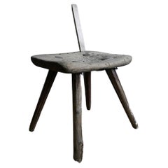 Antique Swedish Primitive Folkart Chair/Stool from Gräsmyran, Edsbyn cirka 1830s