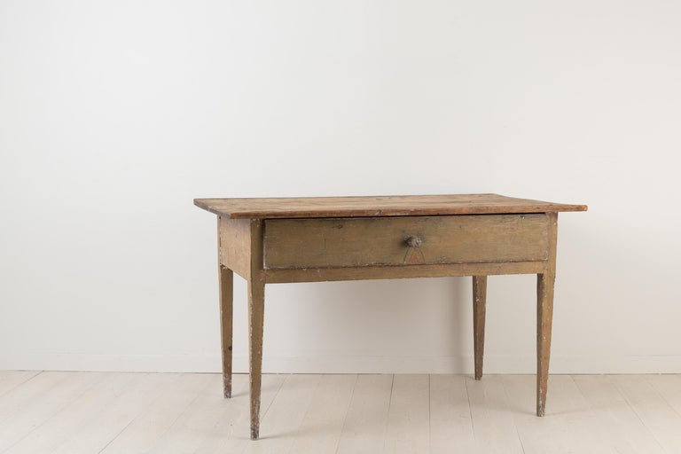 Hand-Crafted Swedish Primitive Neoclassical Folk Art Table For Sale