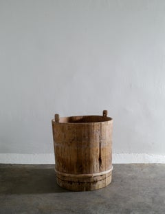 Antique Swedish Pot Barrel in Pine and Wabi Sabi Style, 1800s