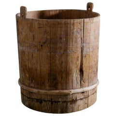 Antique Swedish Pot Barrel in Pine and Wabi Sabi Style, 1800s