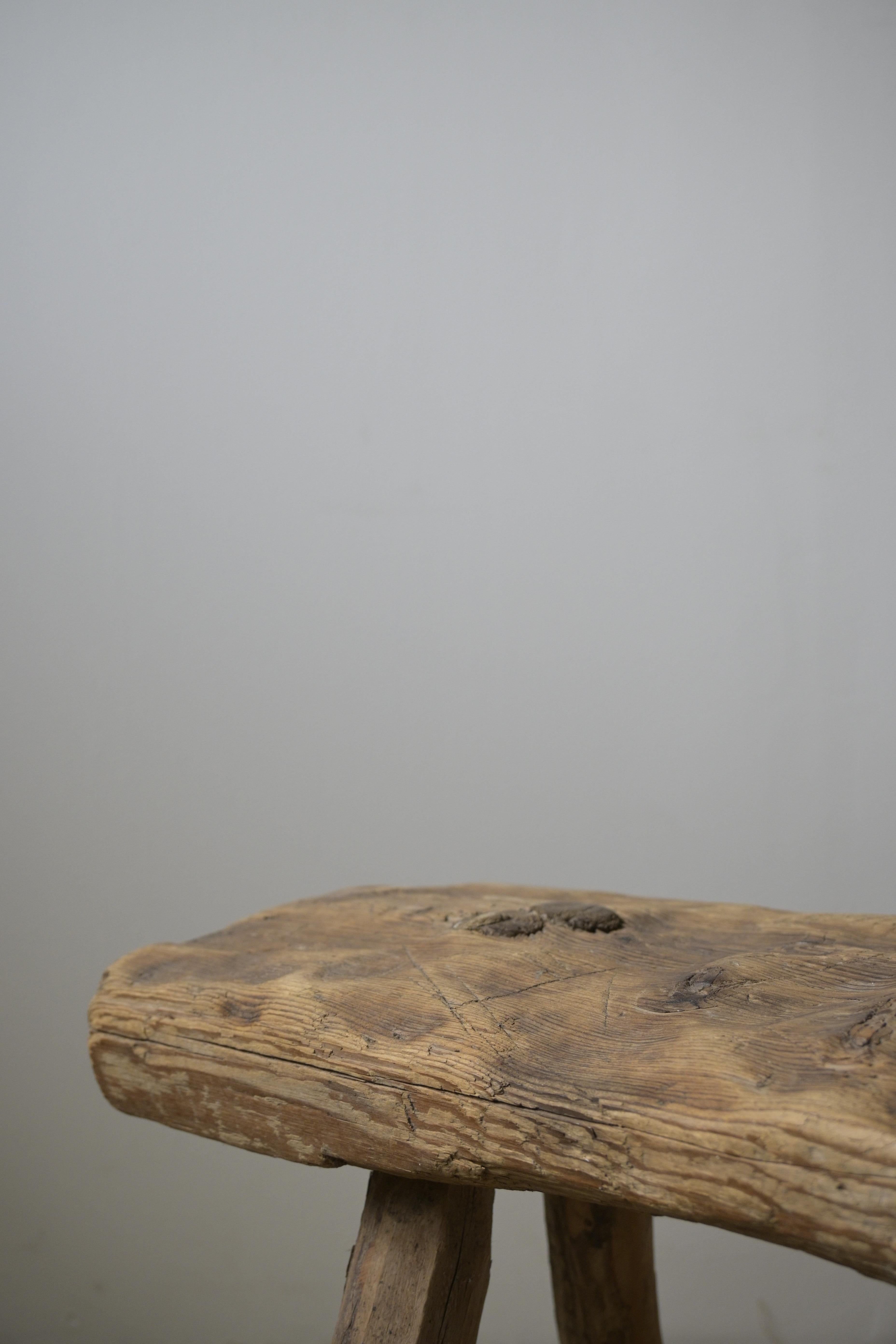 Pine Swedish Primitive Stool ca 1850 For Sale
