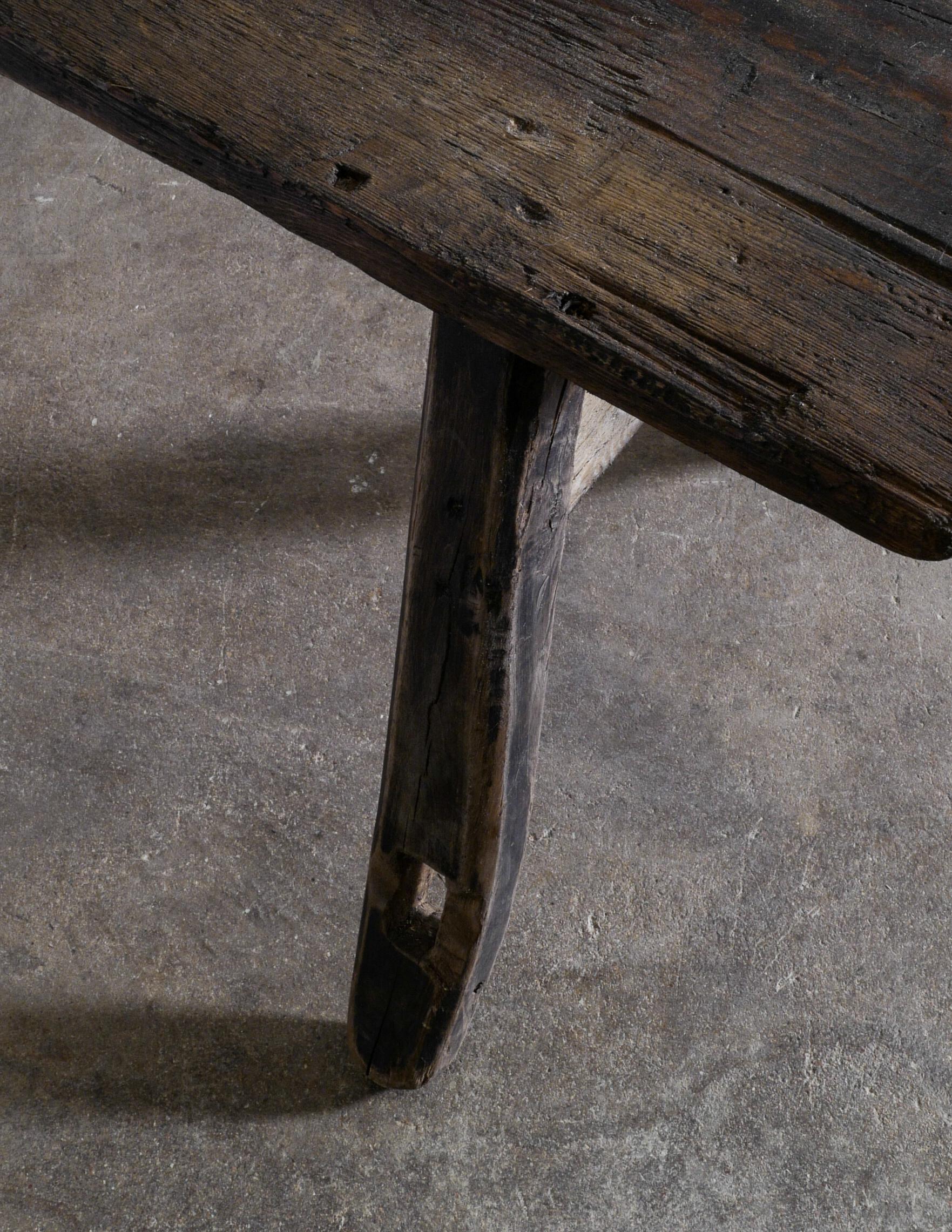 19th Century Swedish Wabi Sabi Wooden Bench in Pine From the Early 1900s