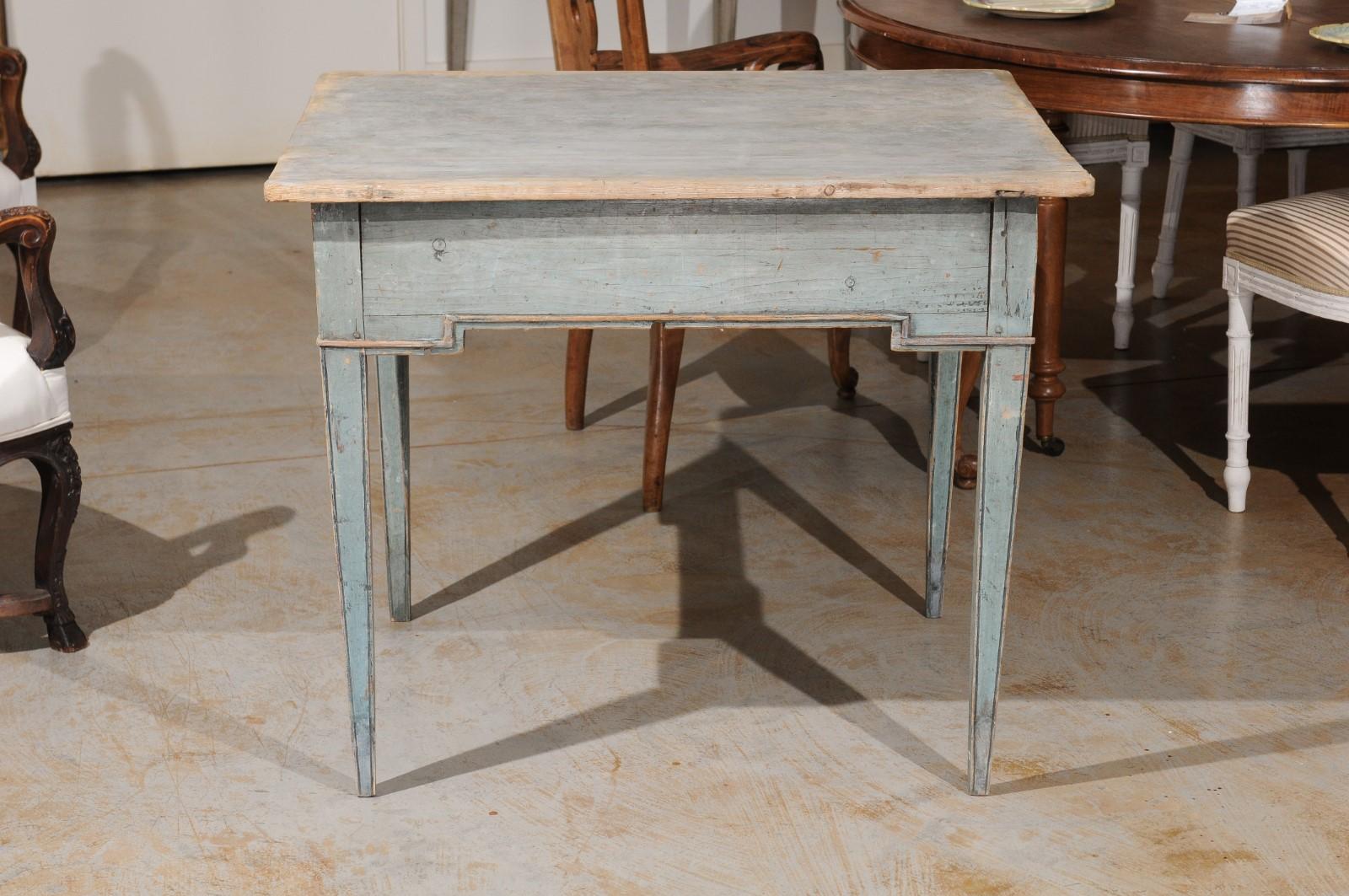 Swedish Provincial 1800s Painted Side Table with Single Drawer and Tapered Legs 5