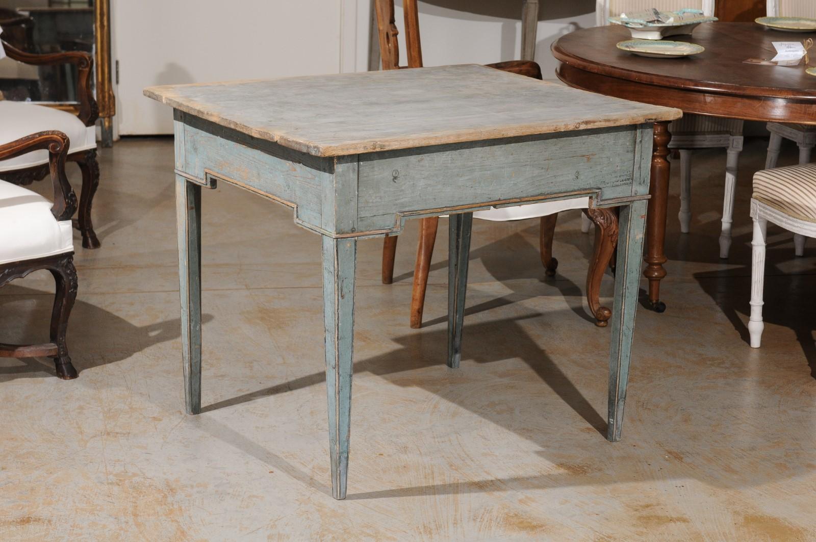 Swedish Provincial 1800s Painted Side Table with Single Drawer and Tapered Legs 6
