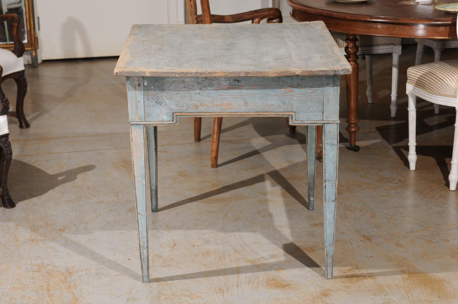 Swedish Provincial 1800s Painted Side Table with Single Drawer and Tapered Legs 7