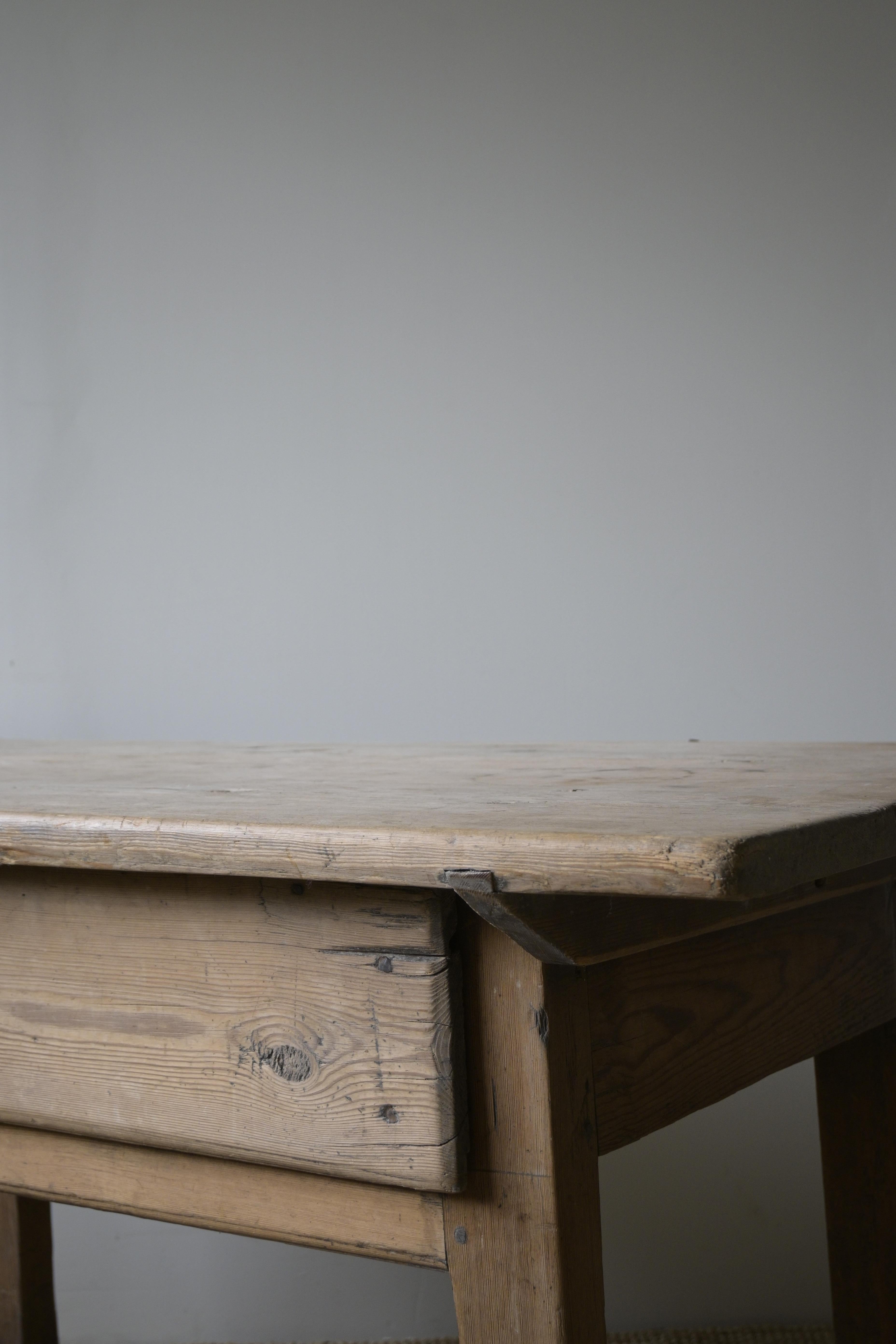 Swedish Provincial Table 18th–19th century

Mostly made by an axe, this table carries a raw, brutalist presence and a beautiful patina.

Perfect as a writing desk or console table.

All original.
New metal repair on inside of leg.
Made in pine