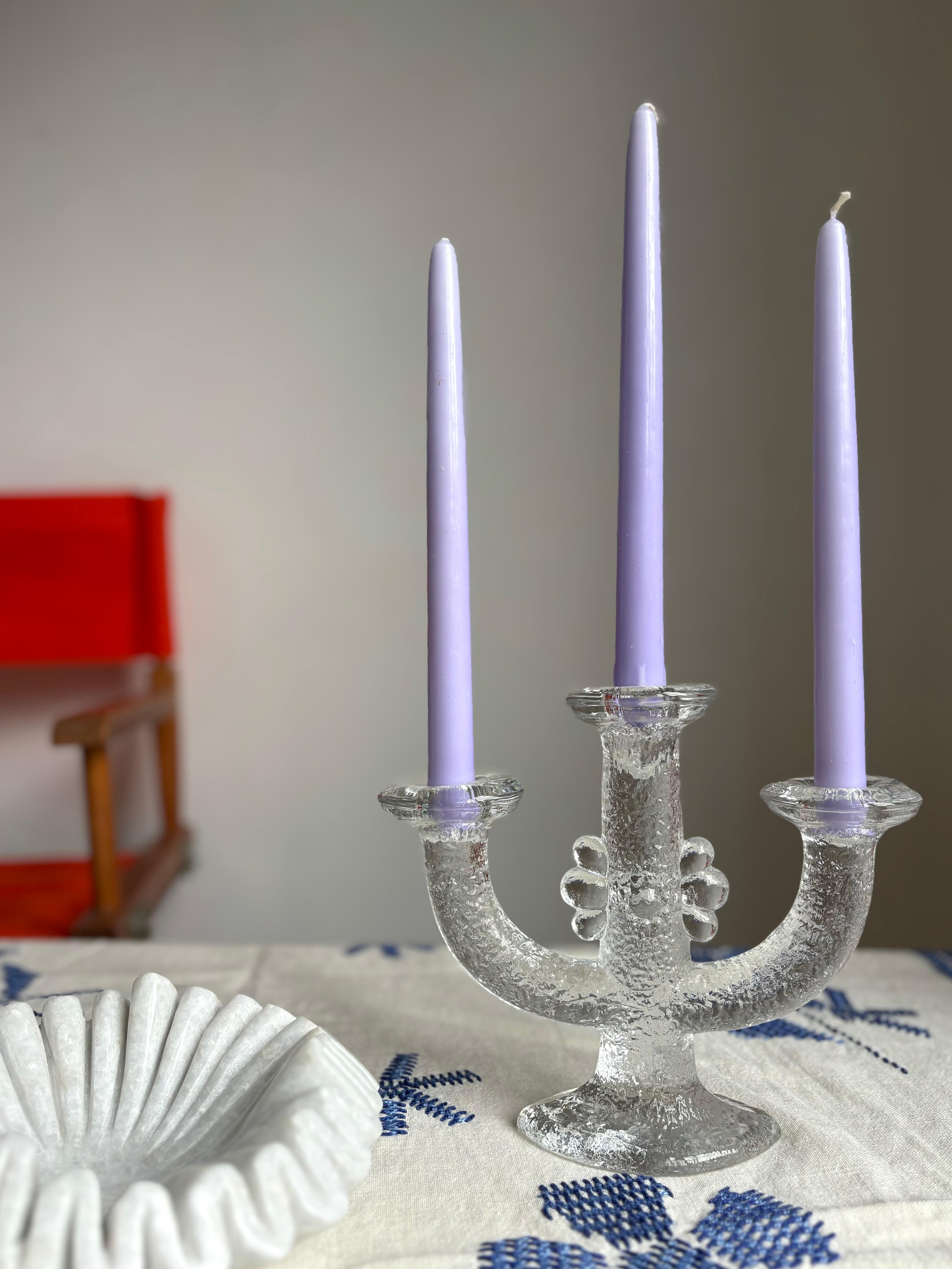 Suédois Candélabre suédois Pukeberg en verre d'art, années 1960 en vente