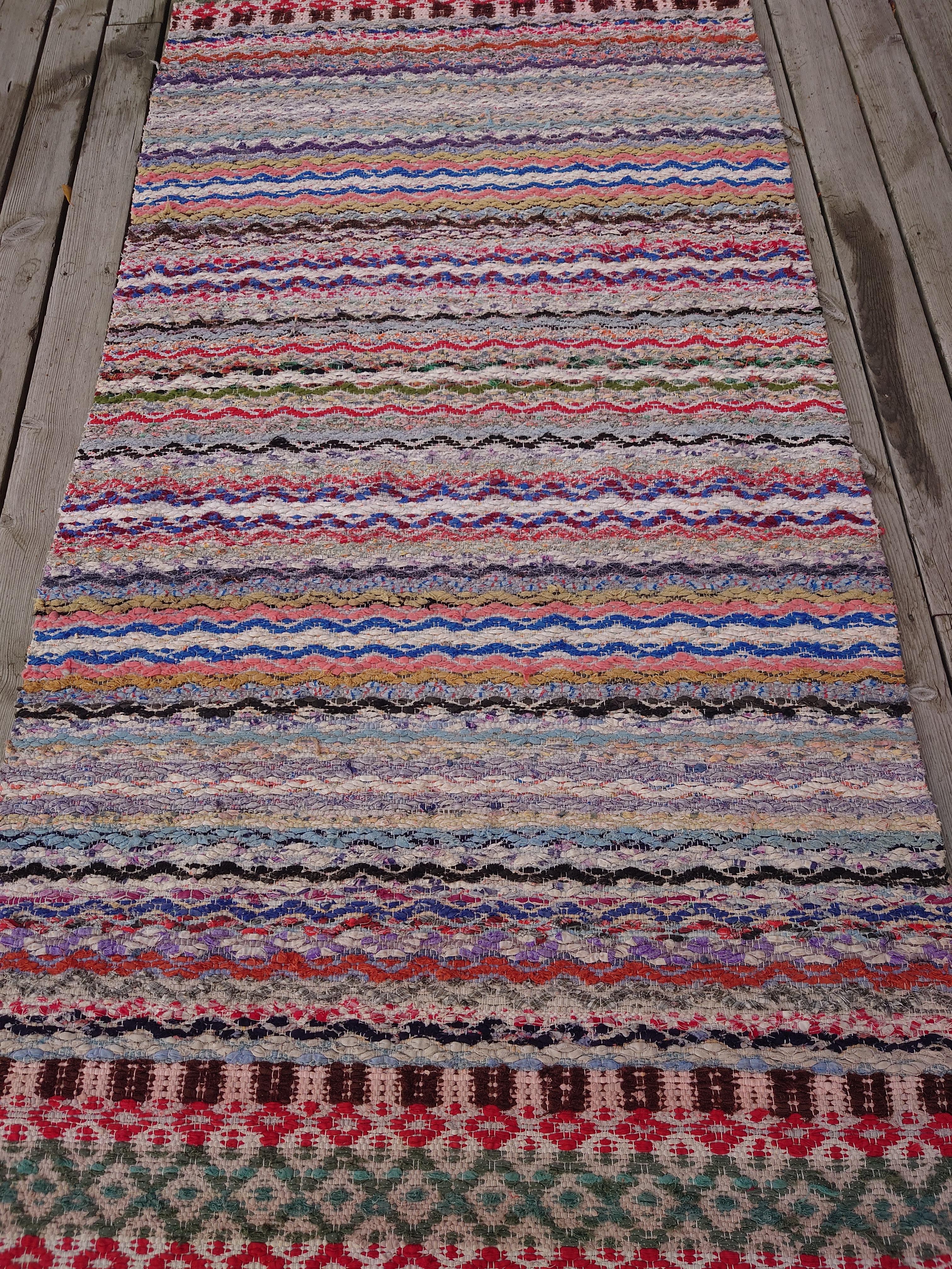 Hand-Woven Swedish Rag Rug For Sale