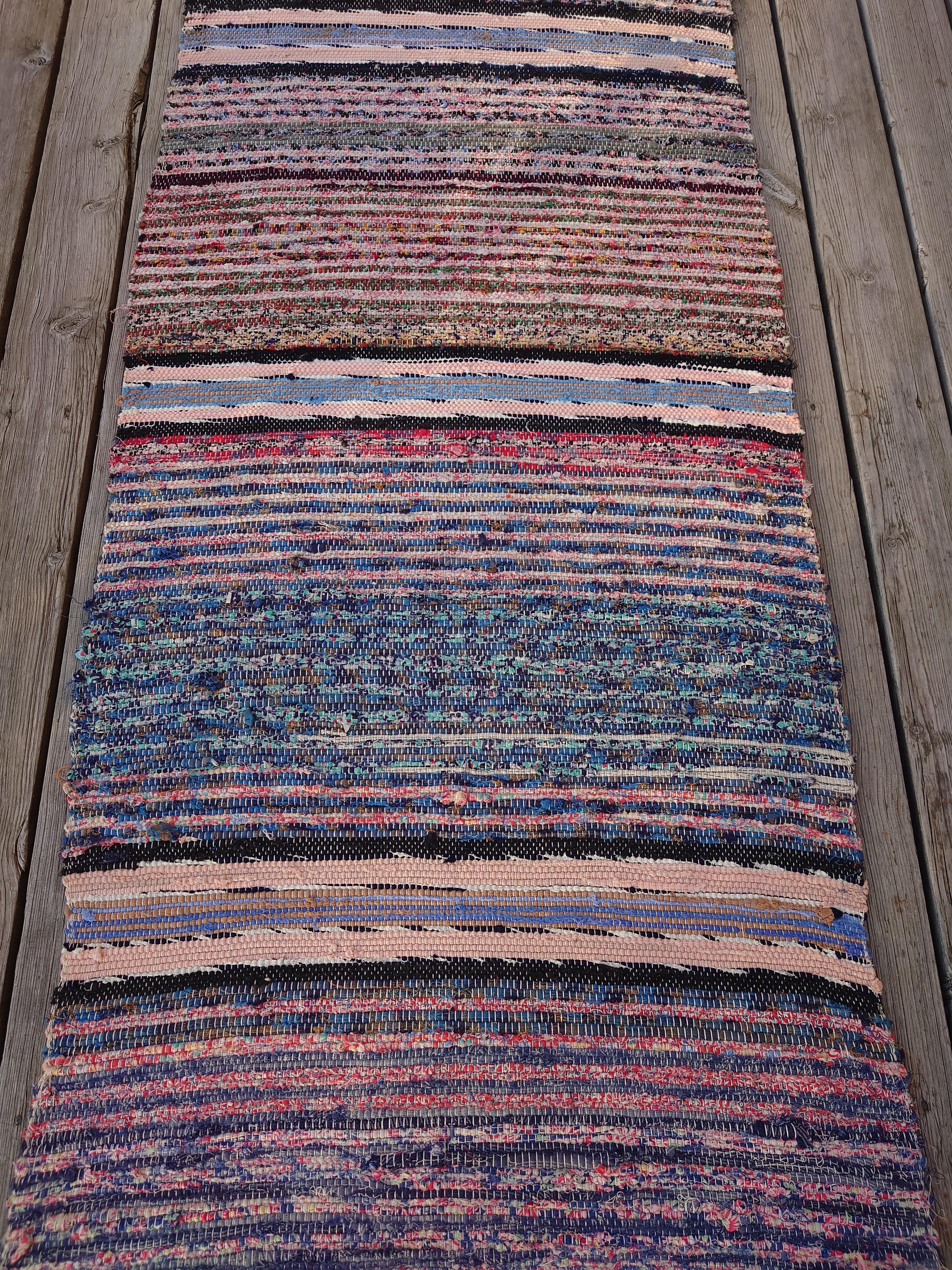 Schwedischer Rag-Teppich handgewebt (Baumwolle) im Angebot