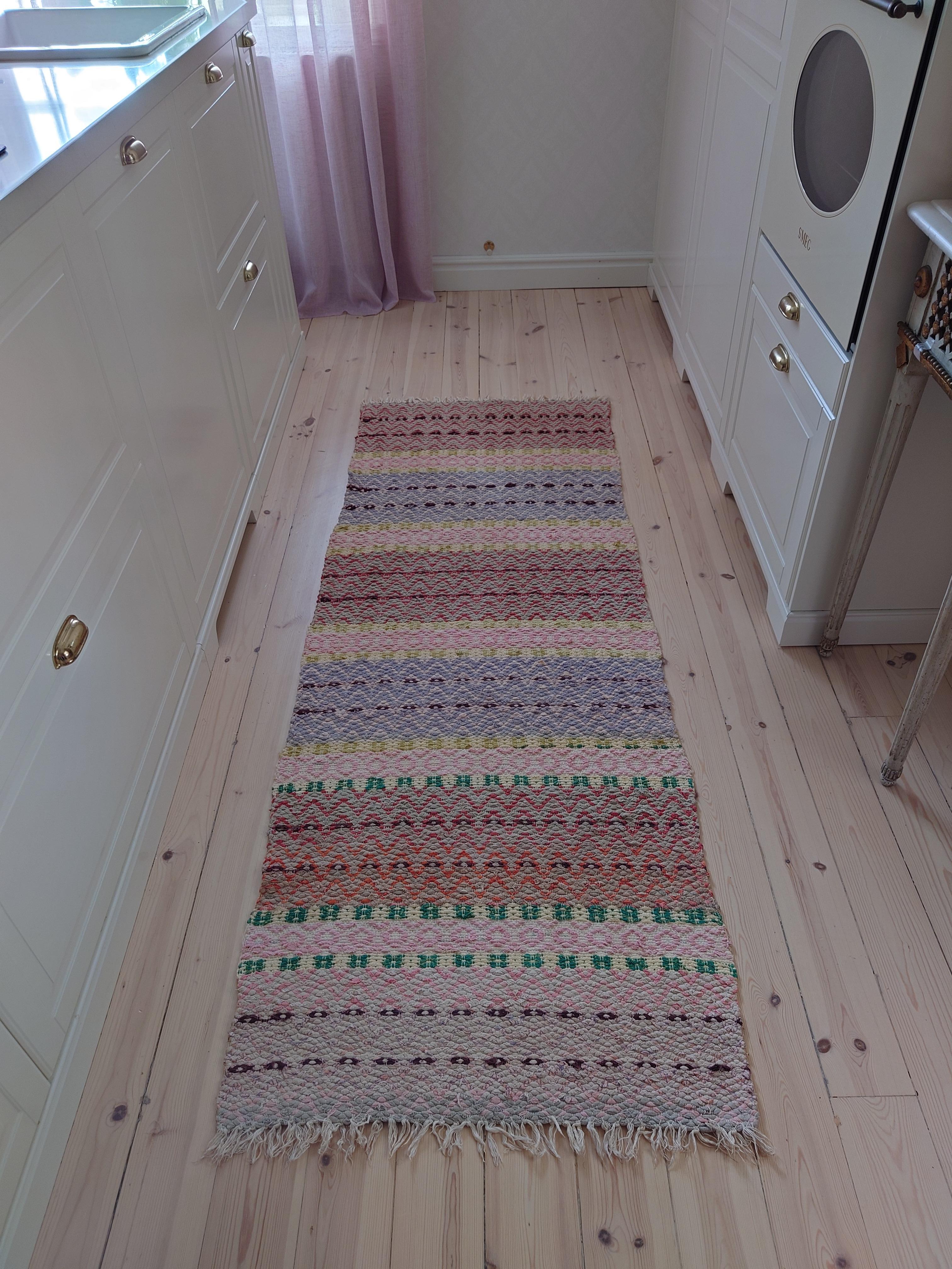 Schwedischer Rag-Teppich, handgewebt, pastellfarben im Angebot 4