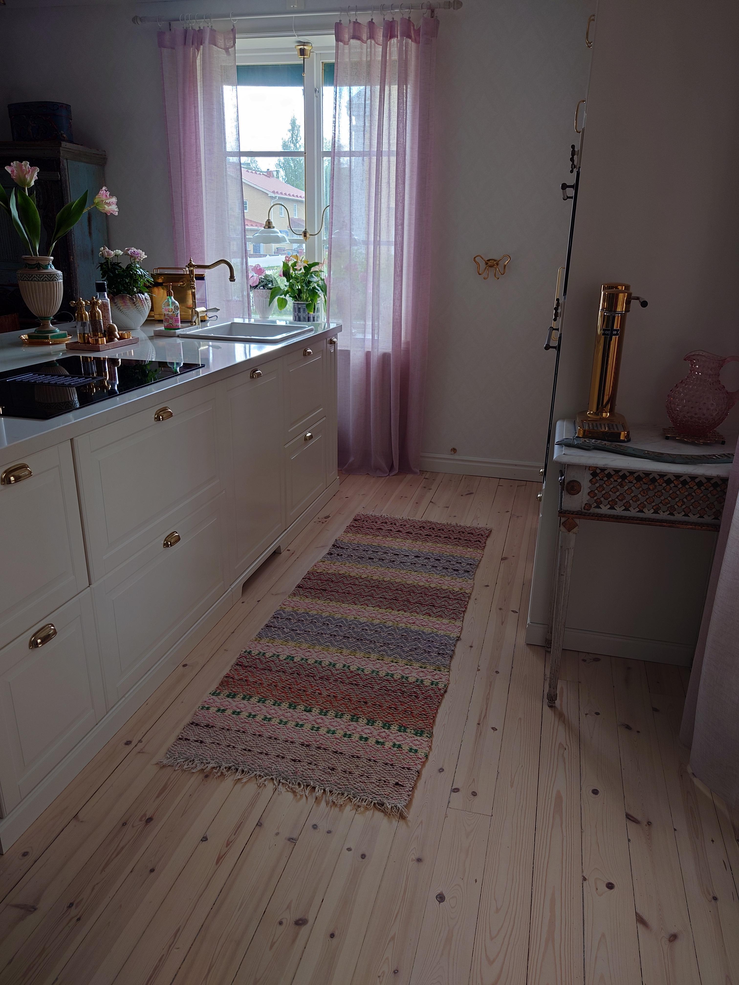 Schwedischer Rag-Teppich, handgewebt, pastellfarben im Angebot 5