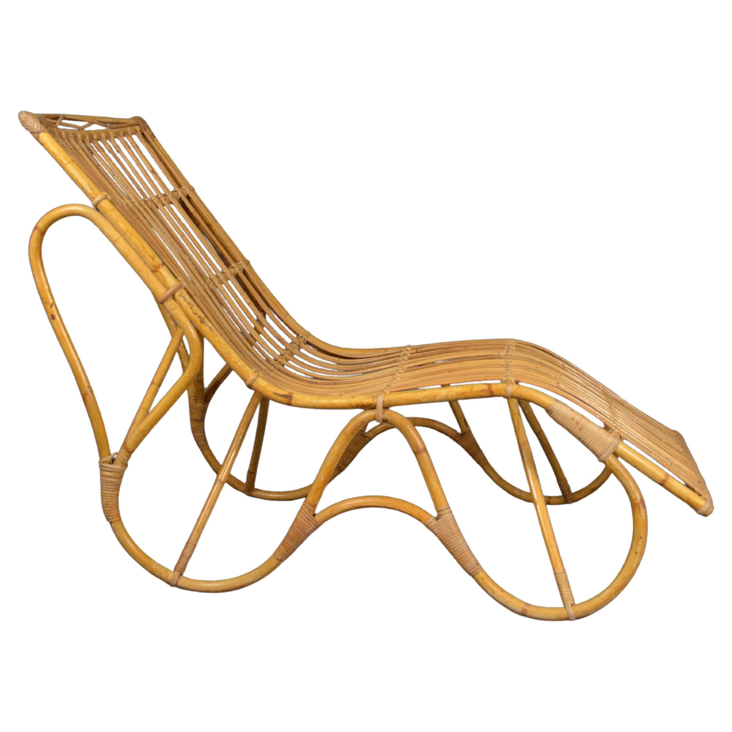 Swedish Rattan and bamboo lounge chair, 1960