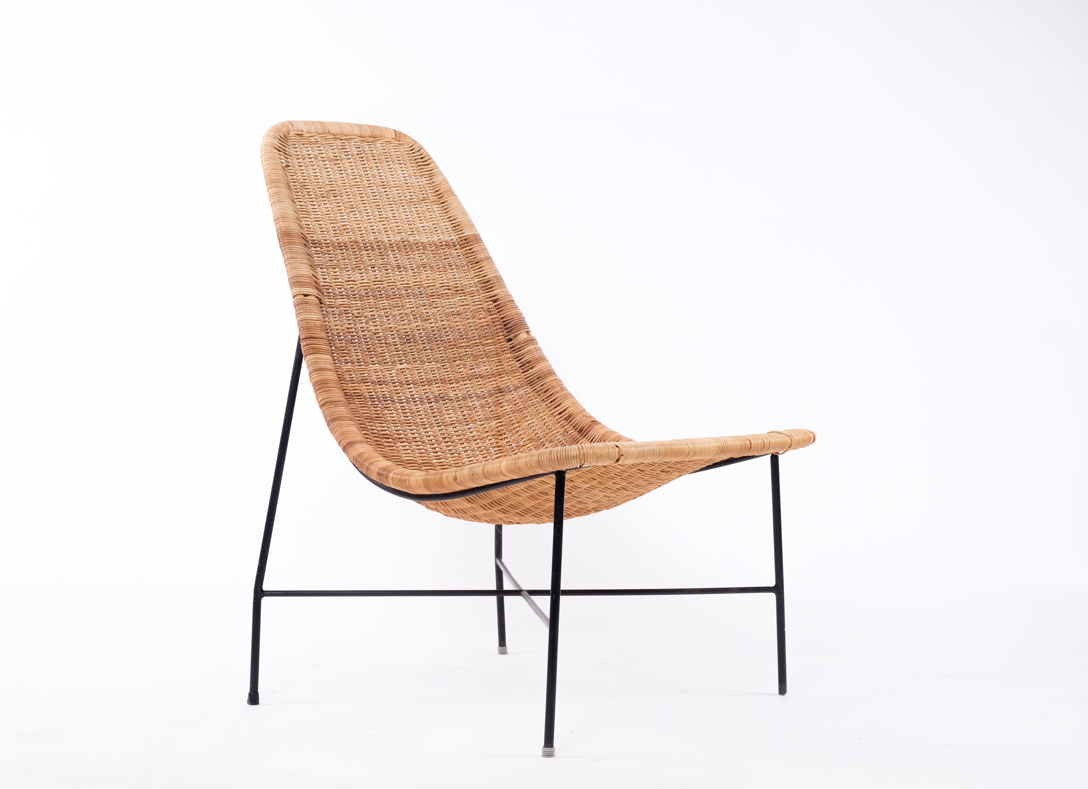 Steel Swedish Rattan Chair, 1960s
