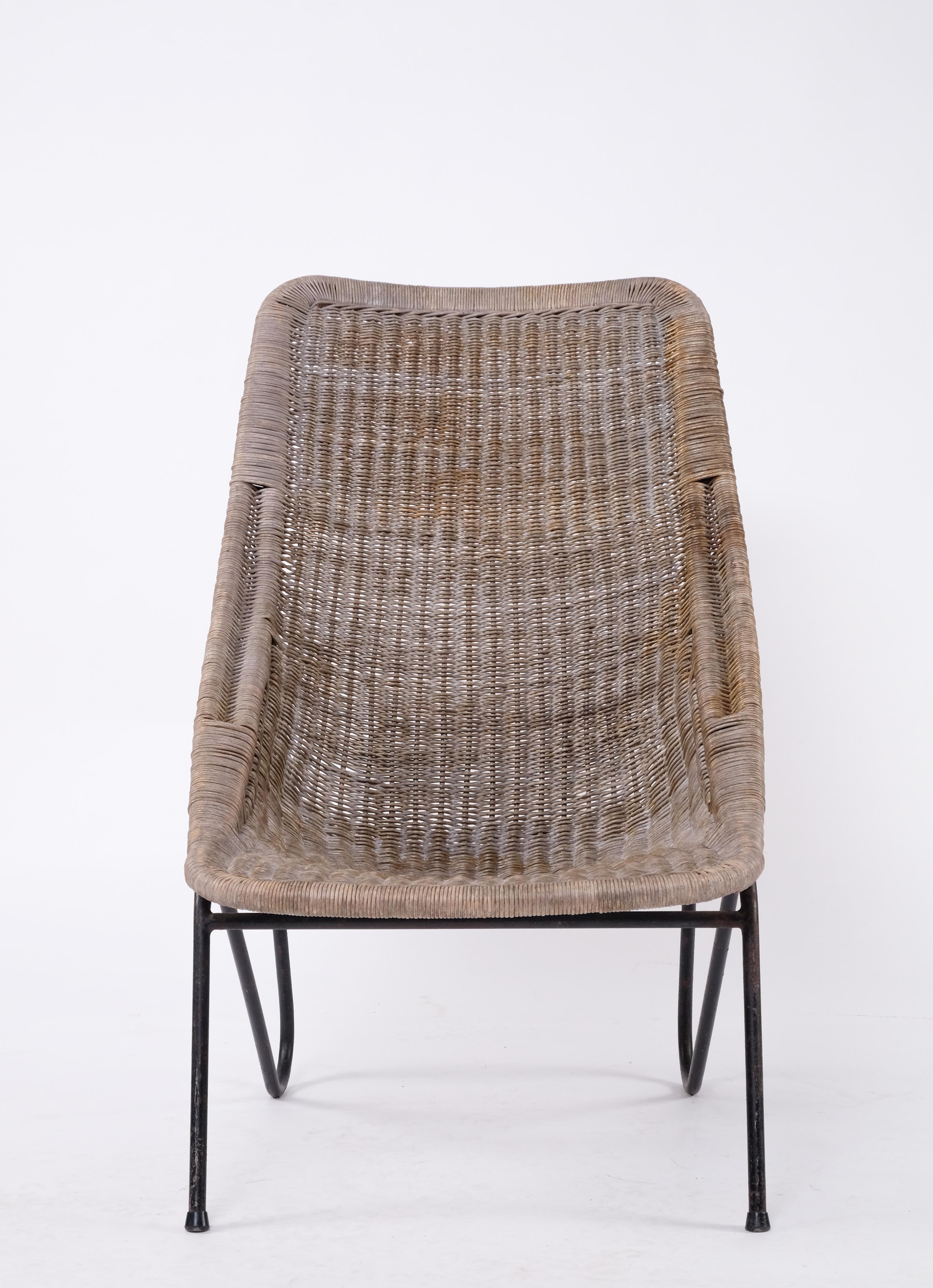 Steel Swedish Rattan Chair, 1960s