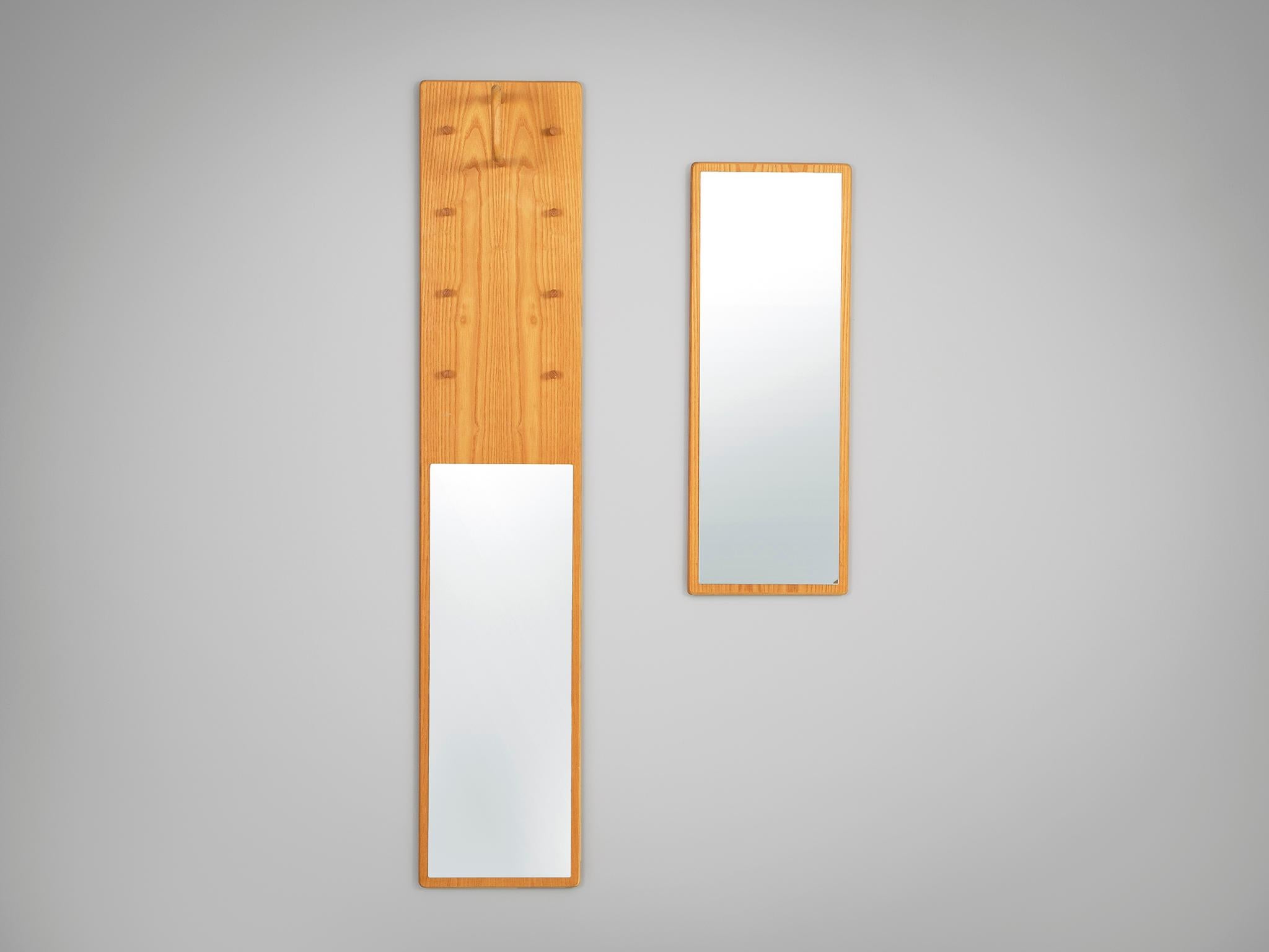 Woodwork Swedish Rectangular Shaped Mirror with Coat Stand