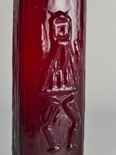 Swedish Red Devil Triangular Glass Vase by Christer Sjögren for Lindshammar