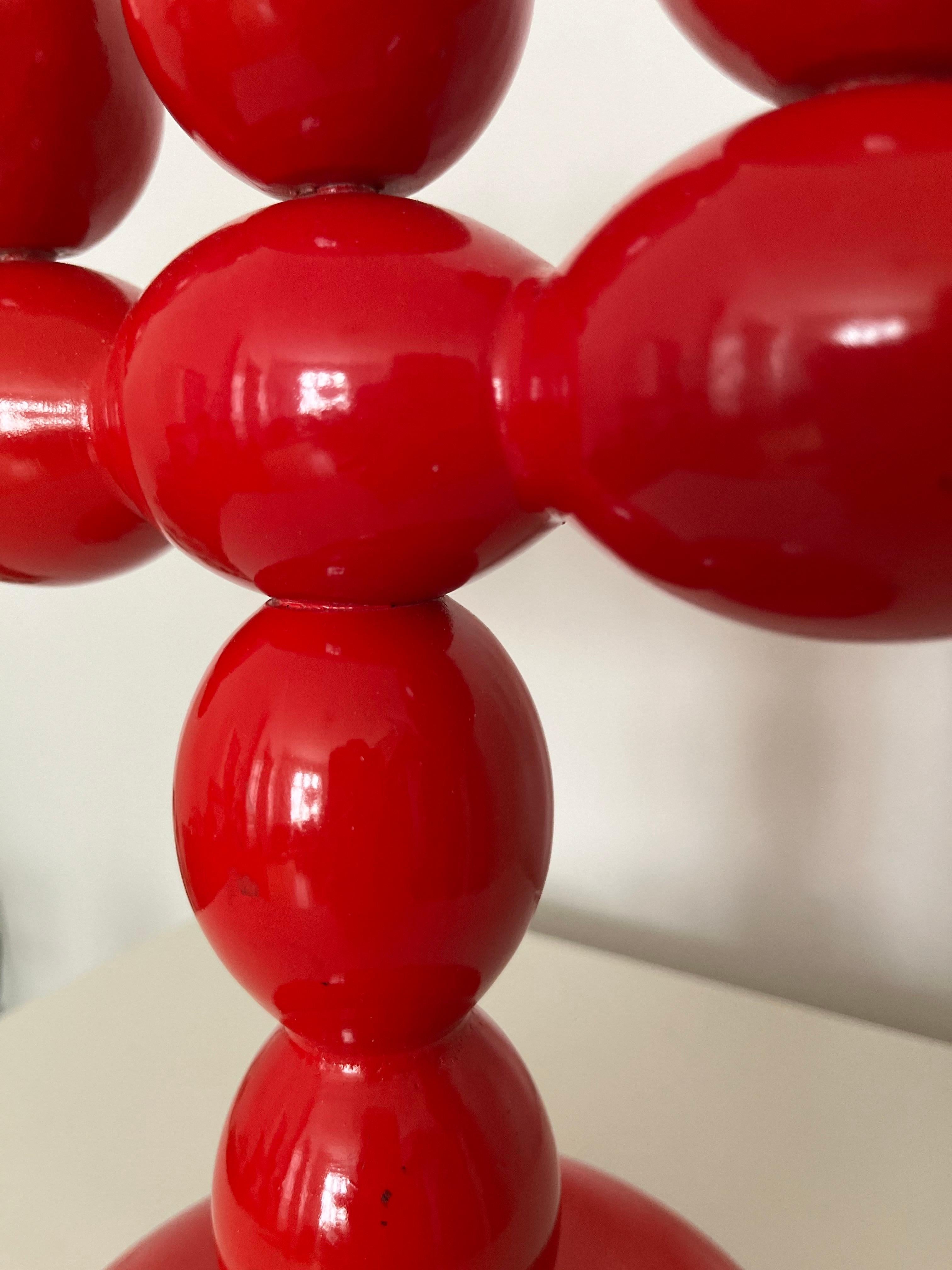 Swedish Red Lacquered Wood Candelabra, 1970s For Sale 10