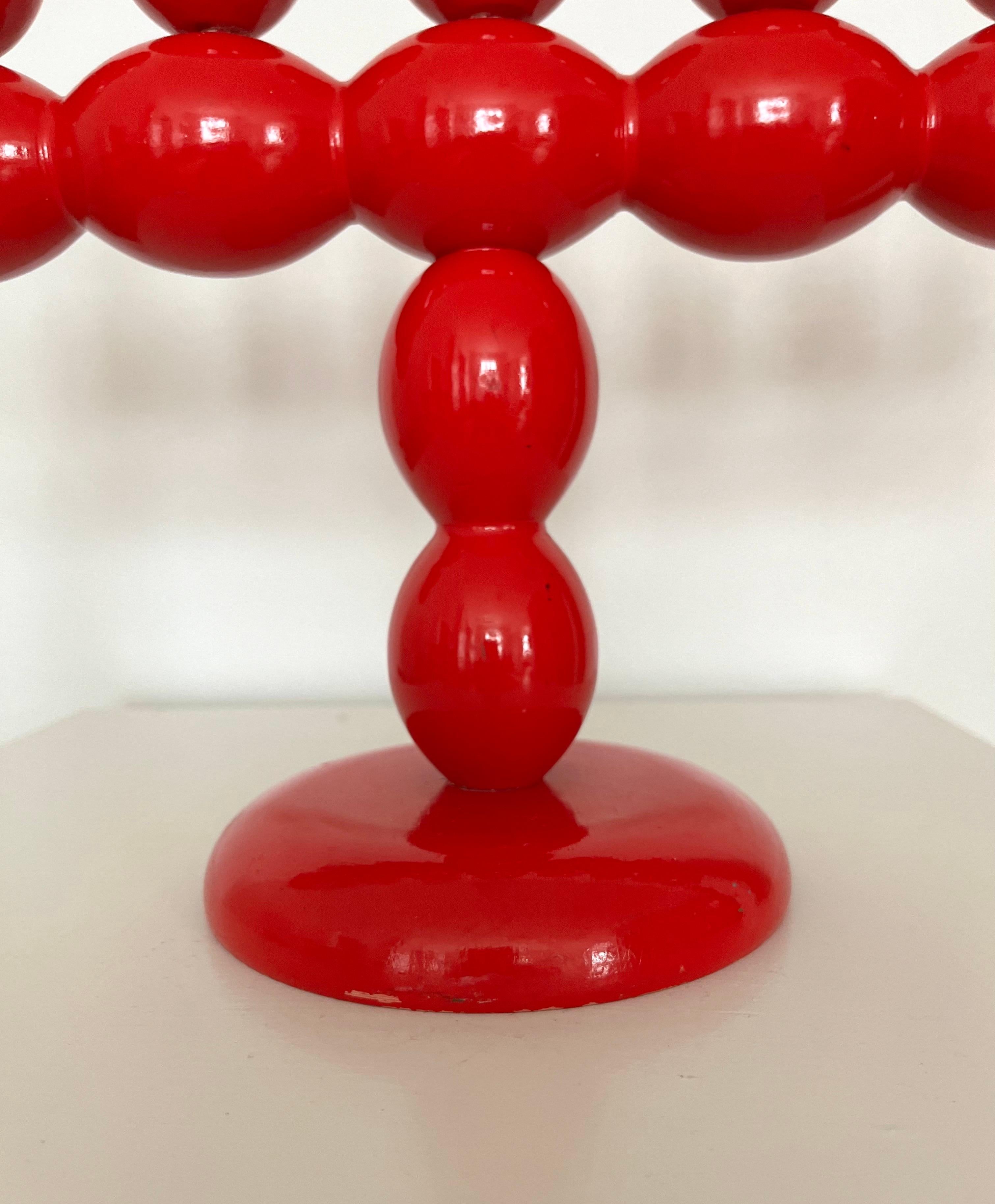 Swedish Red Lacquered Wood Candelabra, 1970s For Sale 11