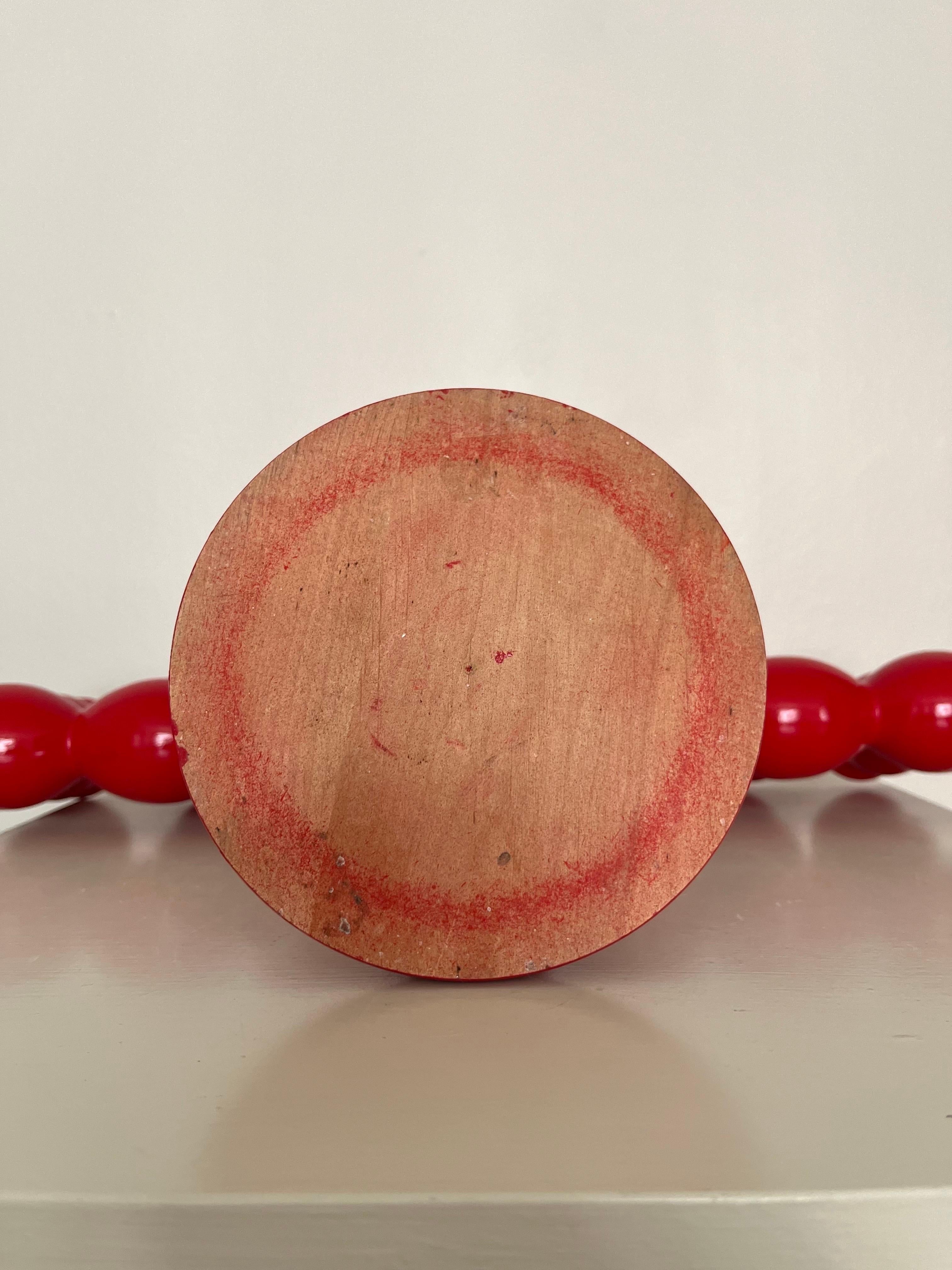 Swedish Red Lacquered Wood Candelabra, 1970s For Sale 13