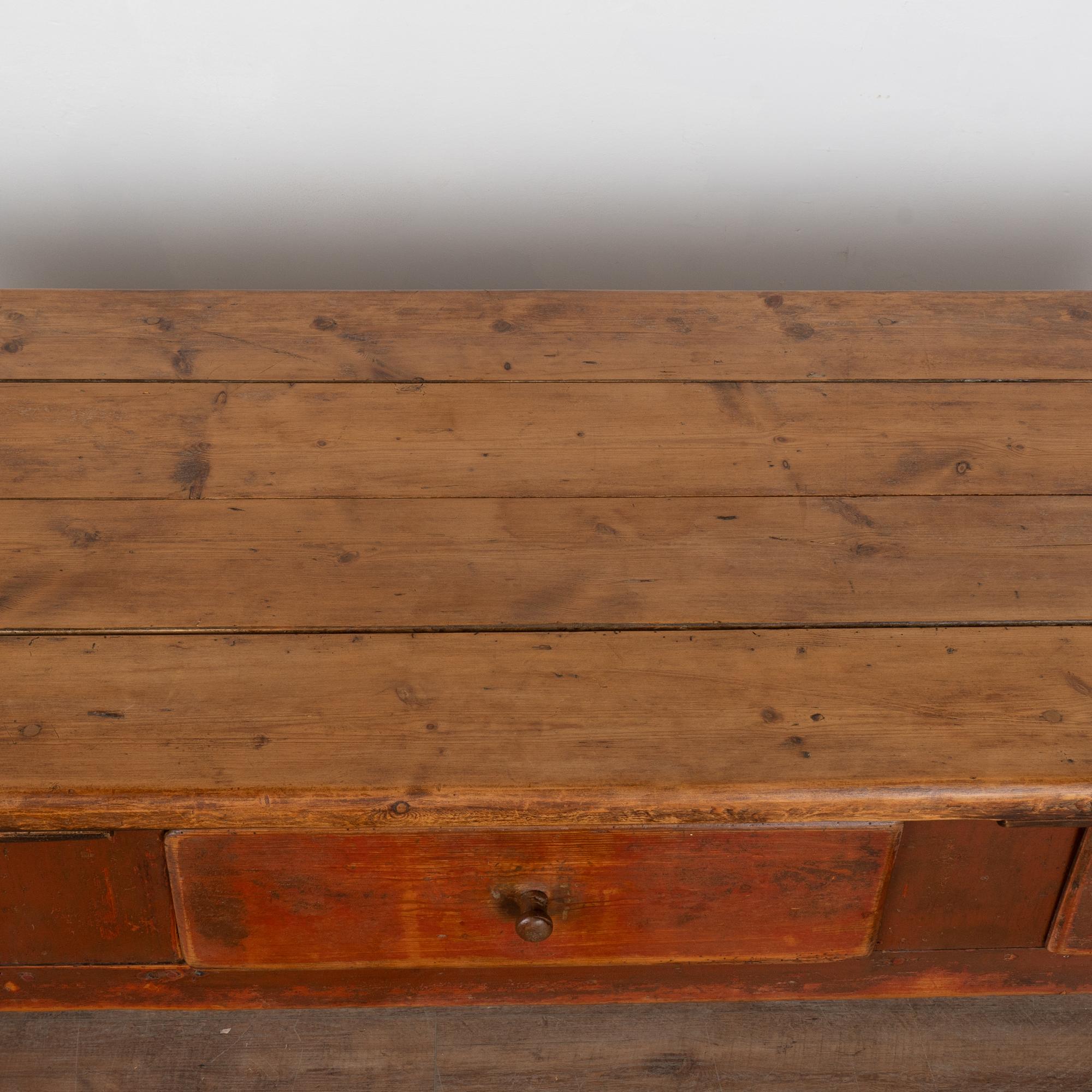 Swedish Red Painted Pine Farmhouse Console Table with Drawers, circa 1820-40 1