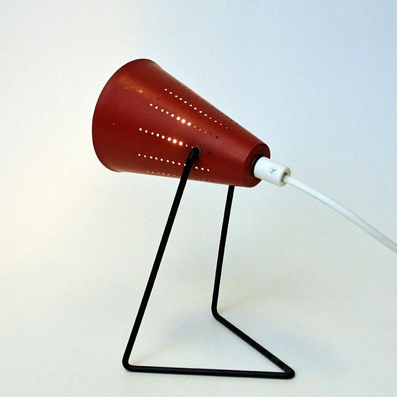Mid-20th Century Swedish Red Vintage Metal Table Lamp by Svend Aage Holm-sørensen, 1950s