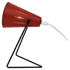 Swedish Red Vintage Metal Table Lamp by Svend Aage Holm-sørensen, 1950s