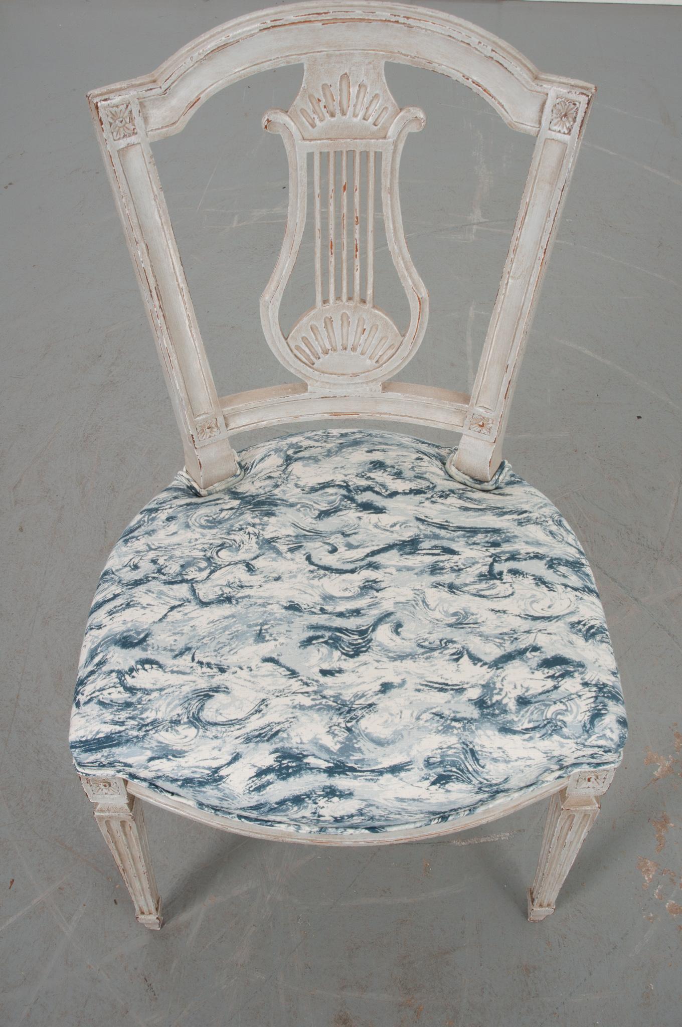 Hand-Carved Swedish Reproduction Painted Chair For Sale