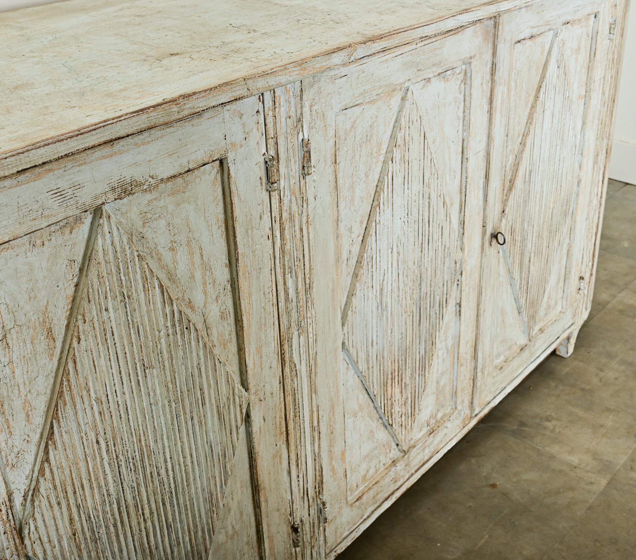 Swedish Reproduction Painted Demilune Buffet For Sale 4