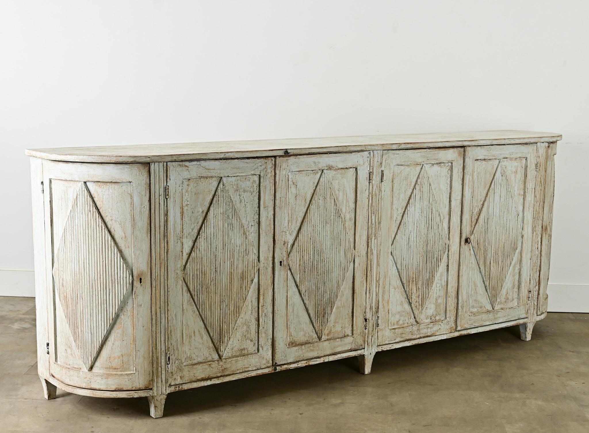 Swedish Reproduction Painted Demilune Buffet For Sale 5