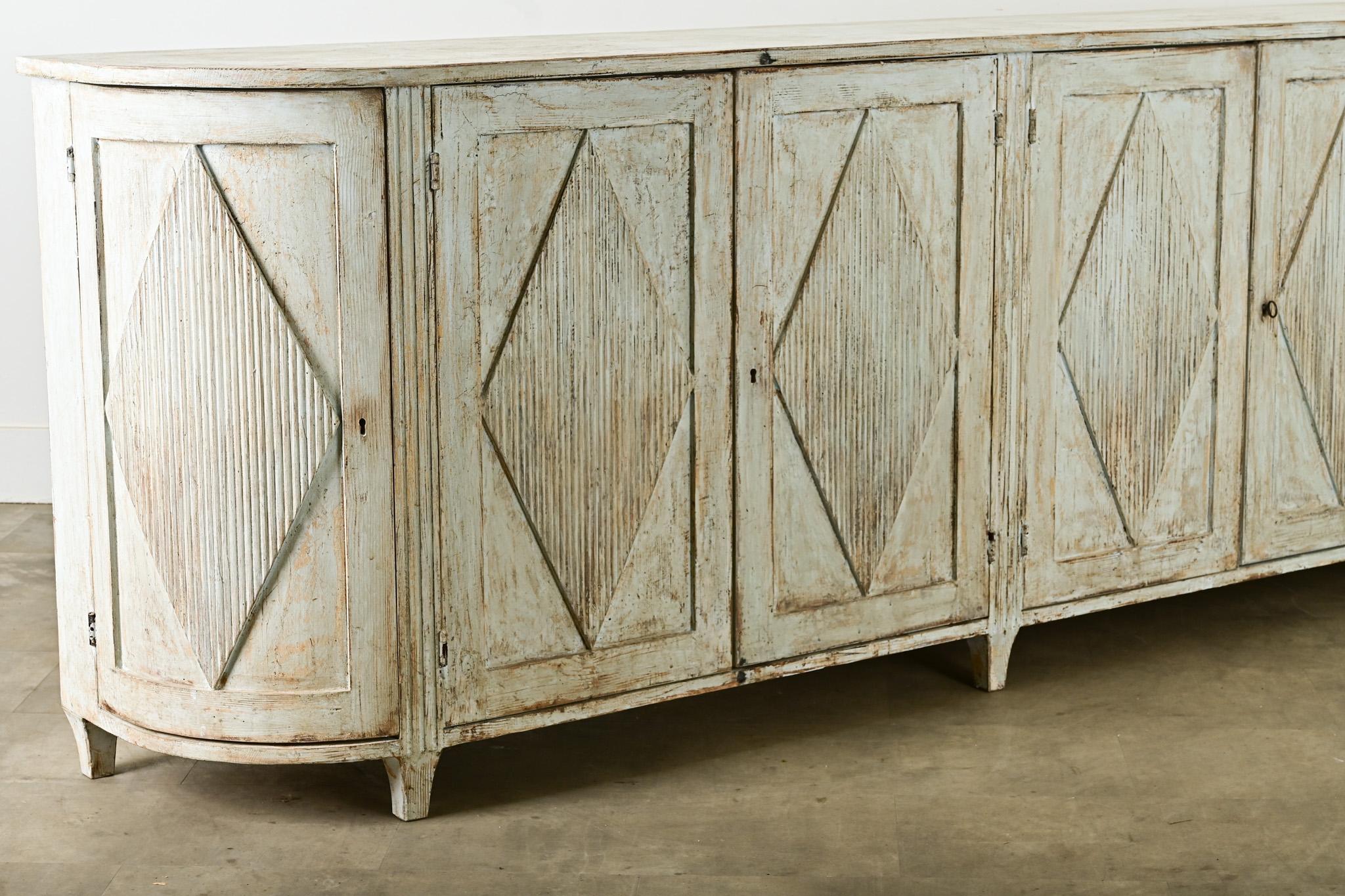 Swedish Reproduction Painted Demilune Buffet For Sale 6