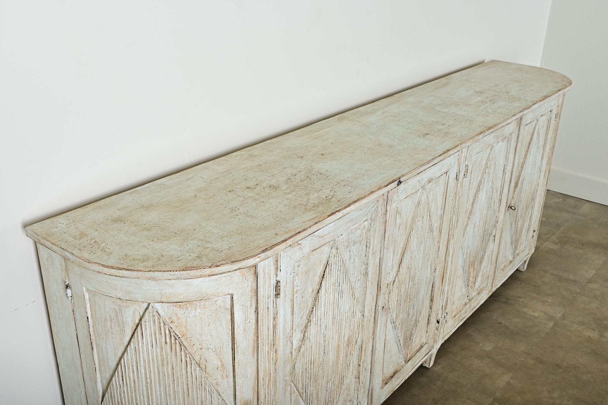 Contemporary Swedish Reproduction Painted Demilune Buffet For Sale