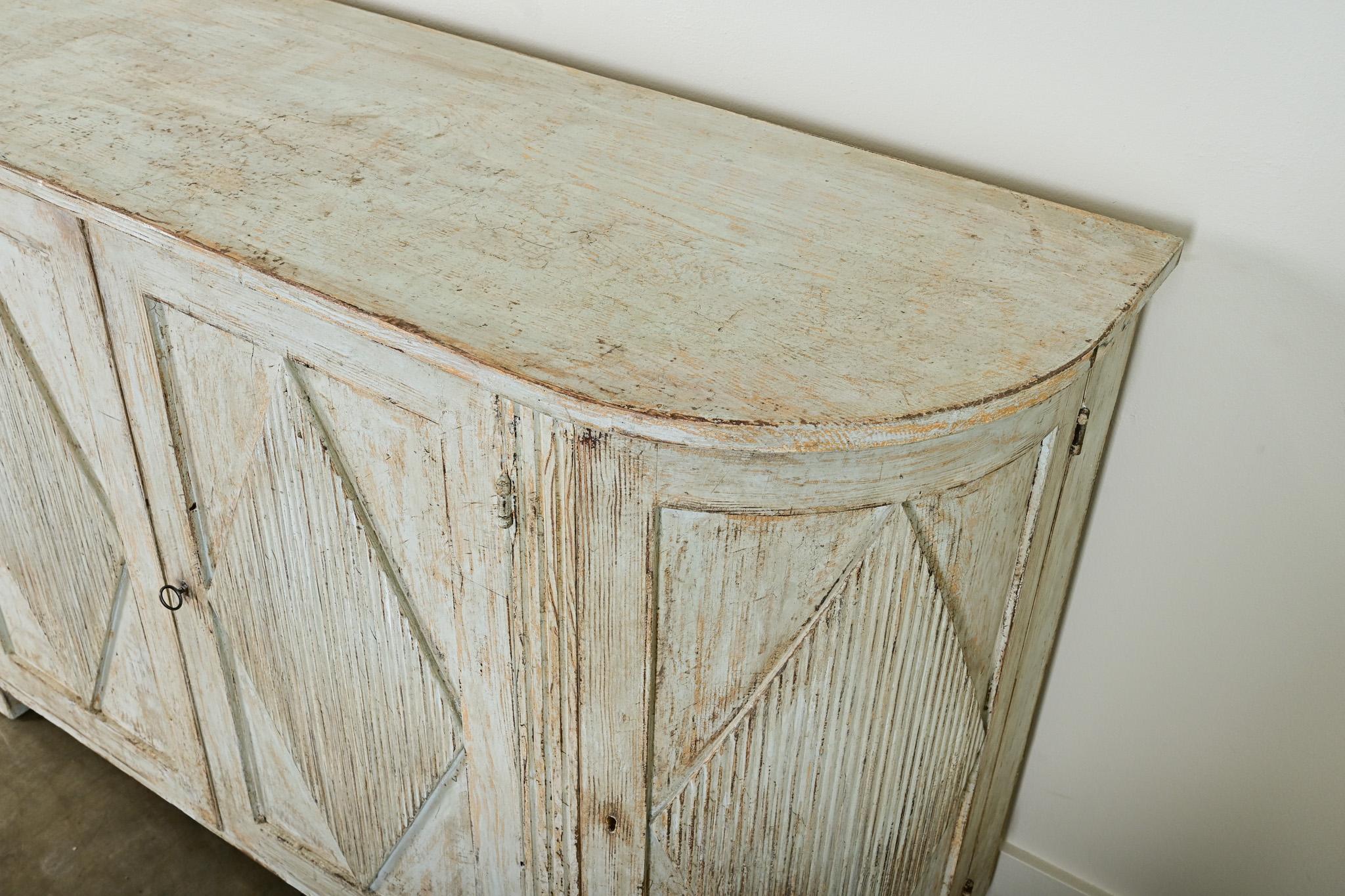 Wood Swedish Reproduction Painted Demilune Buffet For Sale