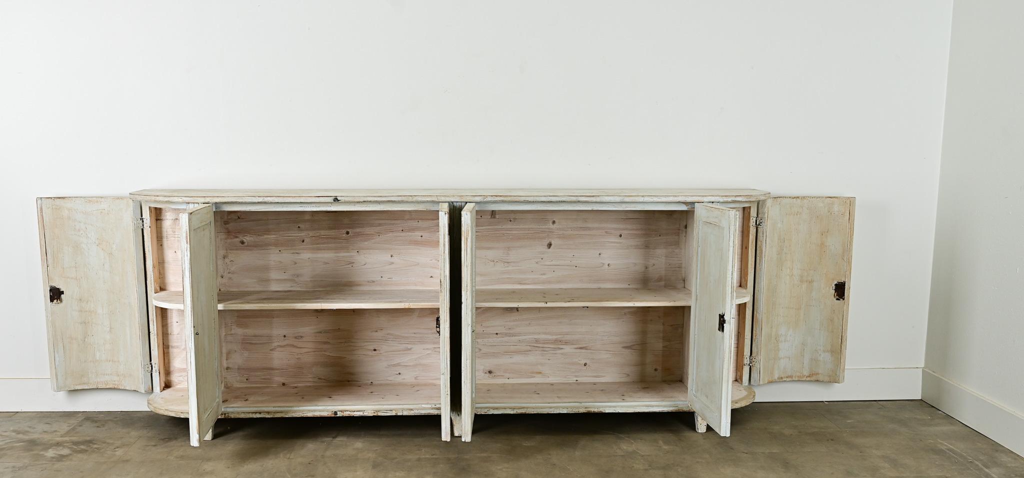 Swedish Reproduction Painted Demilune Buffet For Sale 1