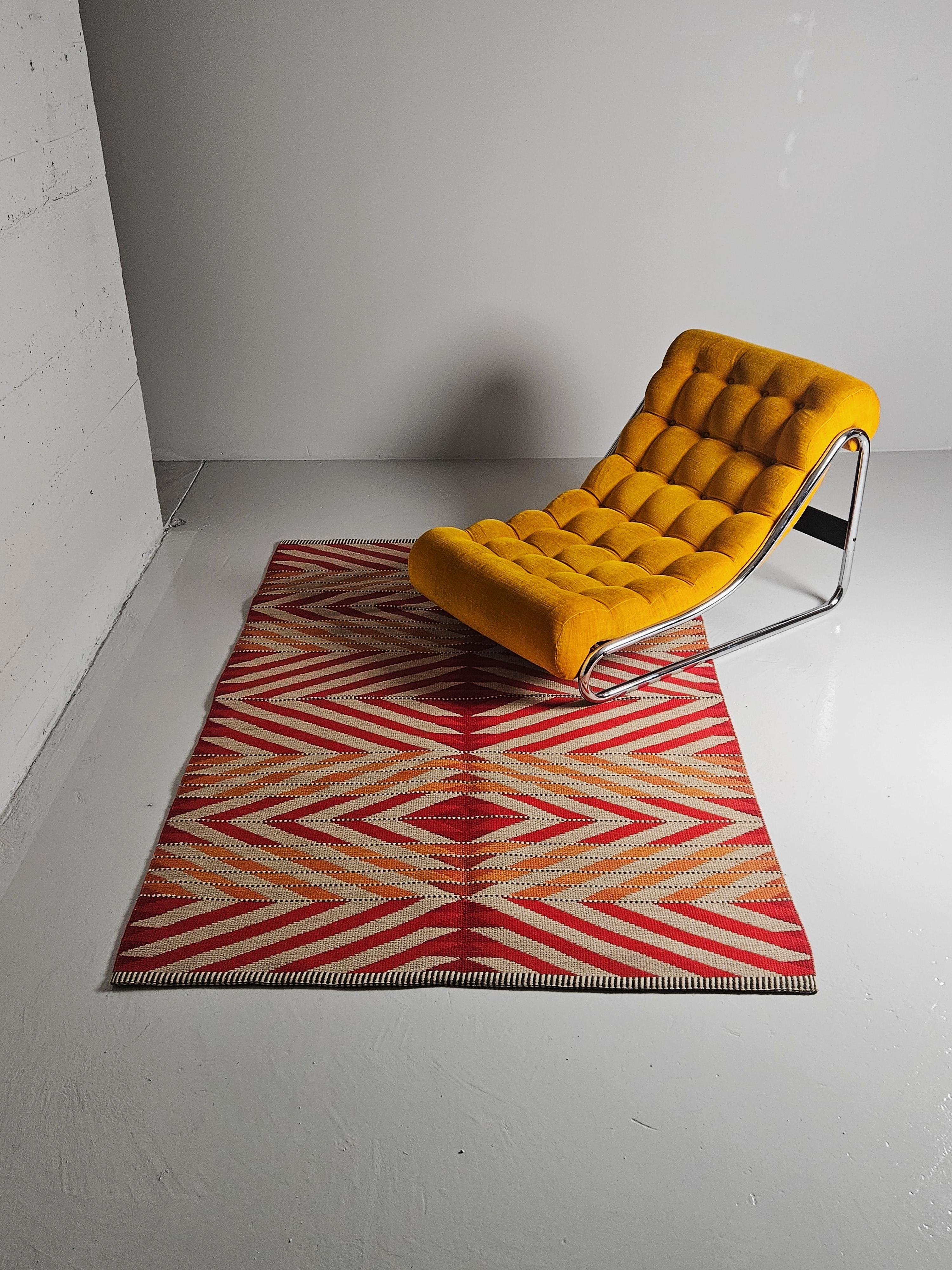Alfombra sueca reversible de tejido plano de Ingrid Dessau para Kasthall, años 50 en venta 3