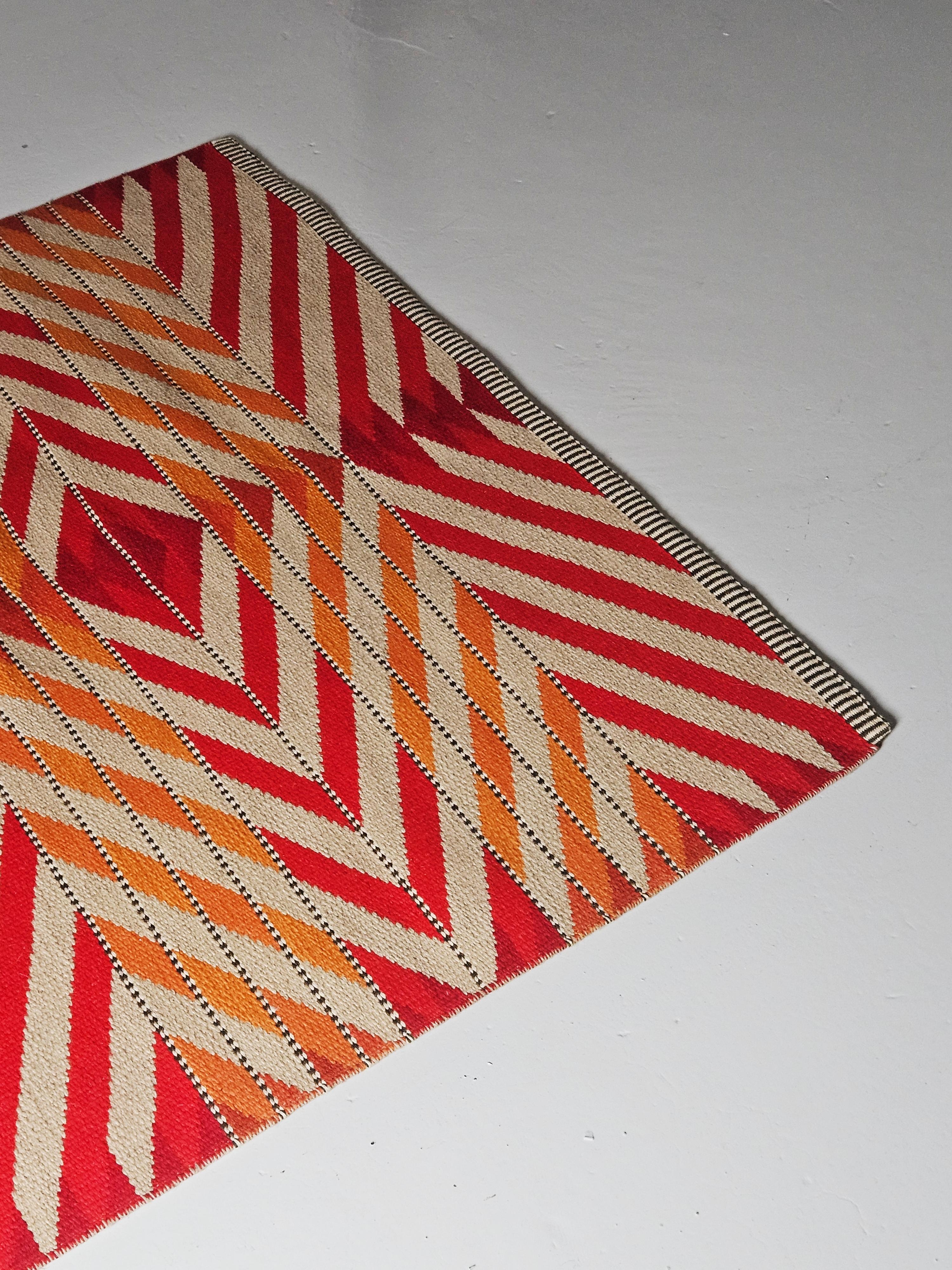 Alfombra sueca reversible de tejido plano de Ingrid Dessau para Kasthall, años 50 Escandinavo moderno en venta