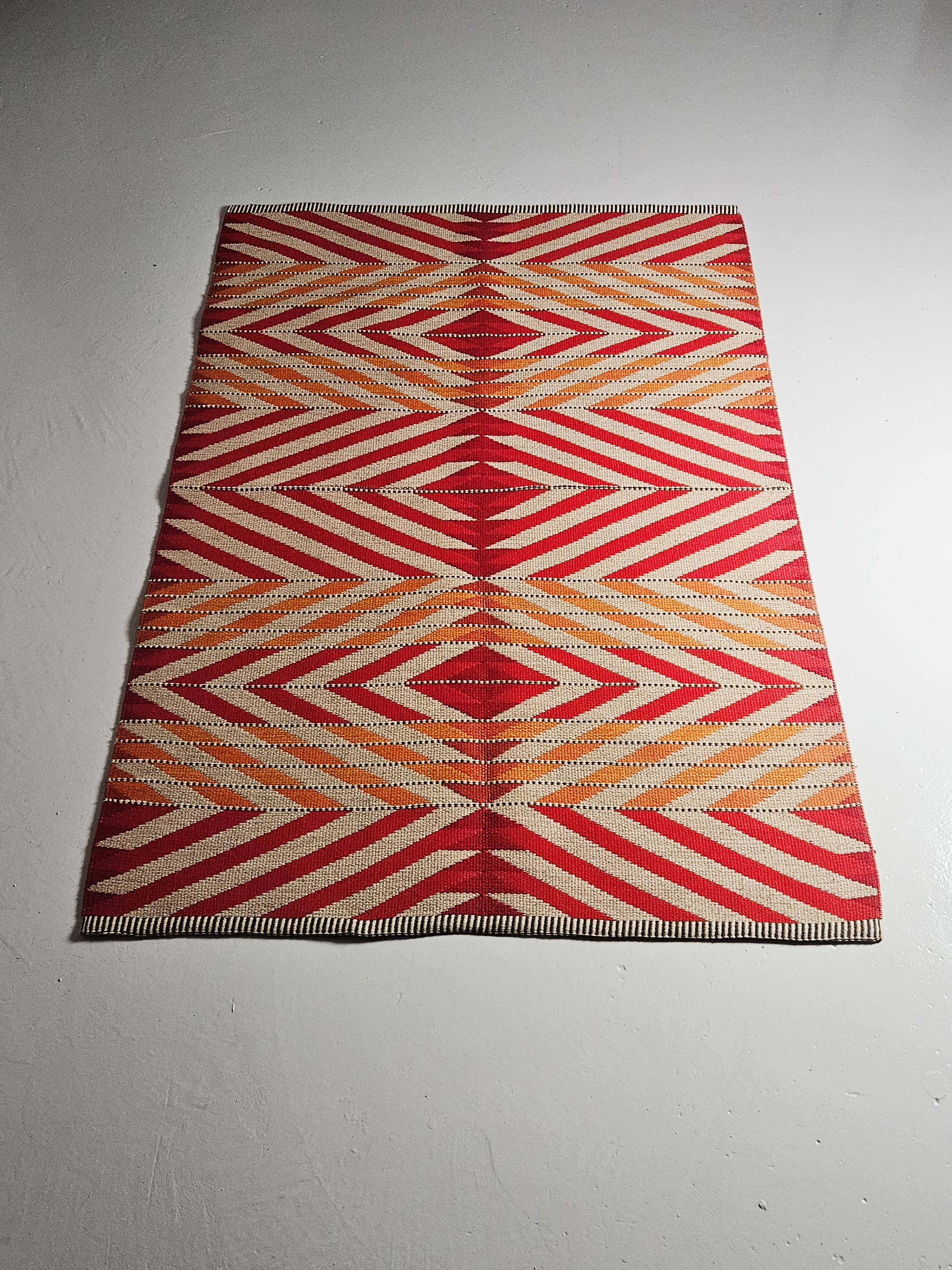 Alfombra sueca reversible de tejido plano de Ingrid Dessau para Kasthall, años 50 Sueco en venta