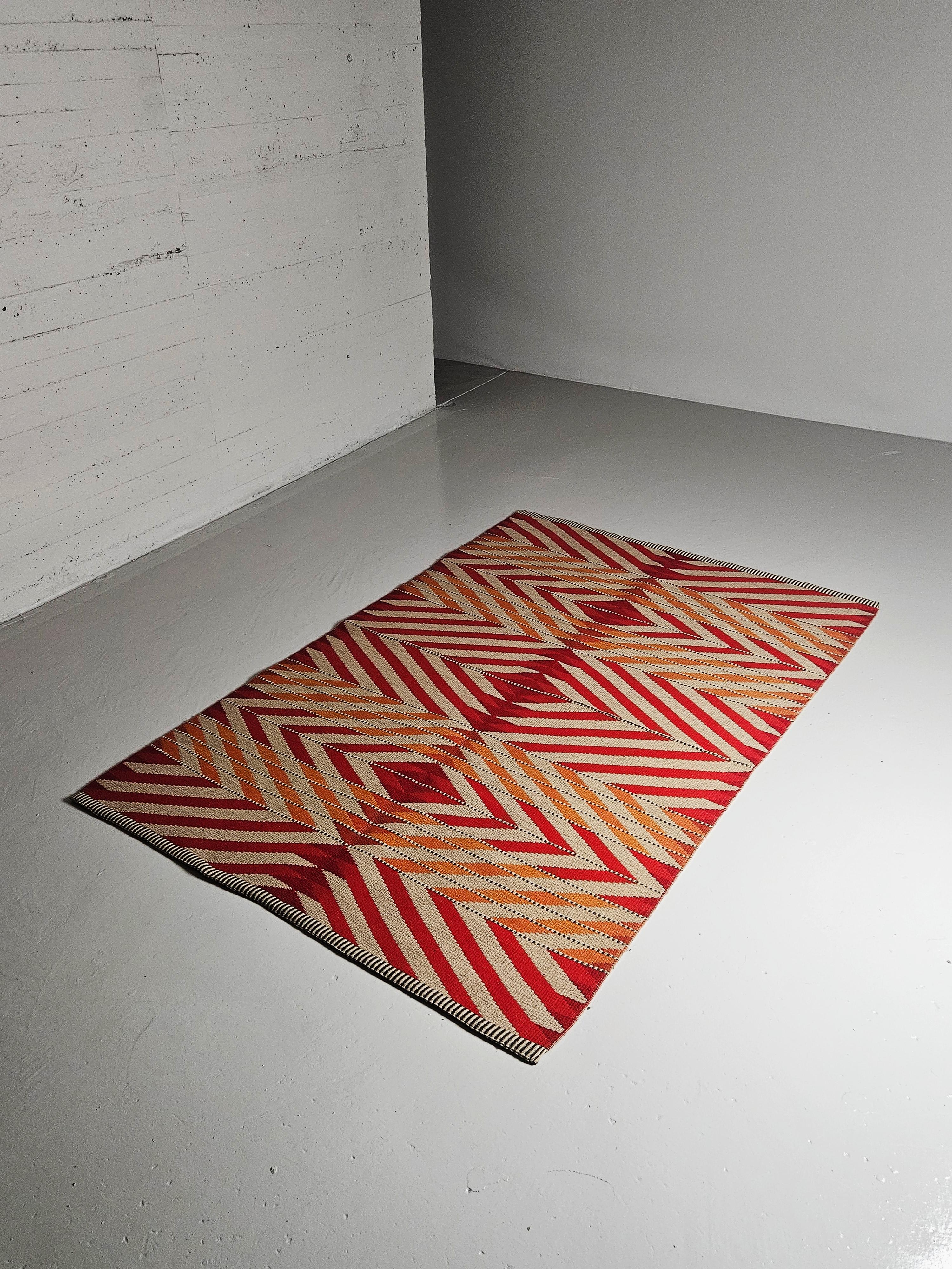Alfombra sueca reversible de tejido plano de Ingrid Dessau para Kasthall, años 50 en venta 2