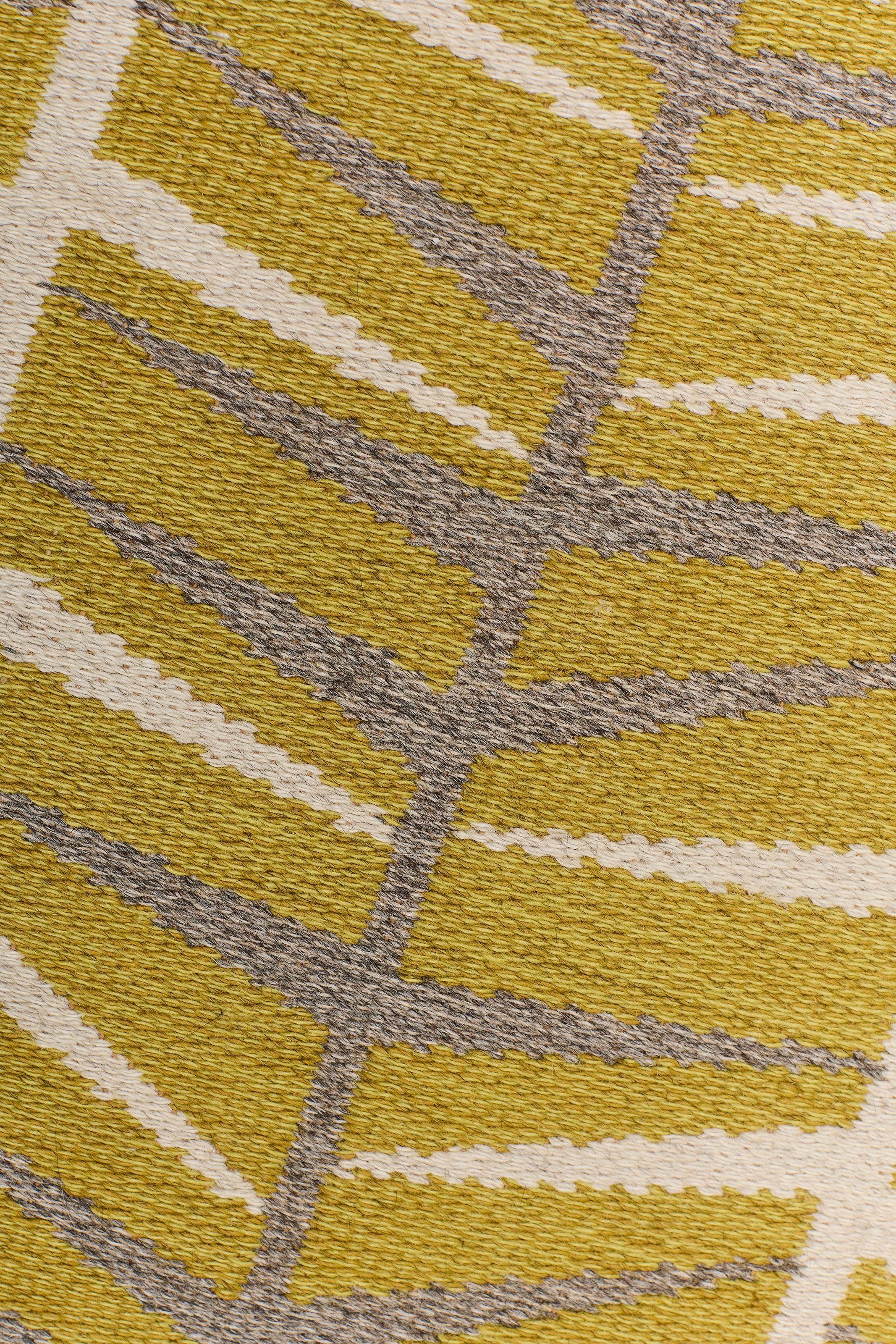 Svedese Tappeto svedese reversibile a trama piatta 'Barrskog' di Ingrid Dessau, anni '50 in vendita