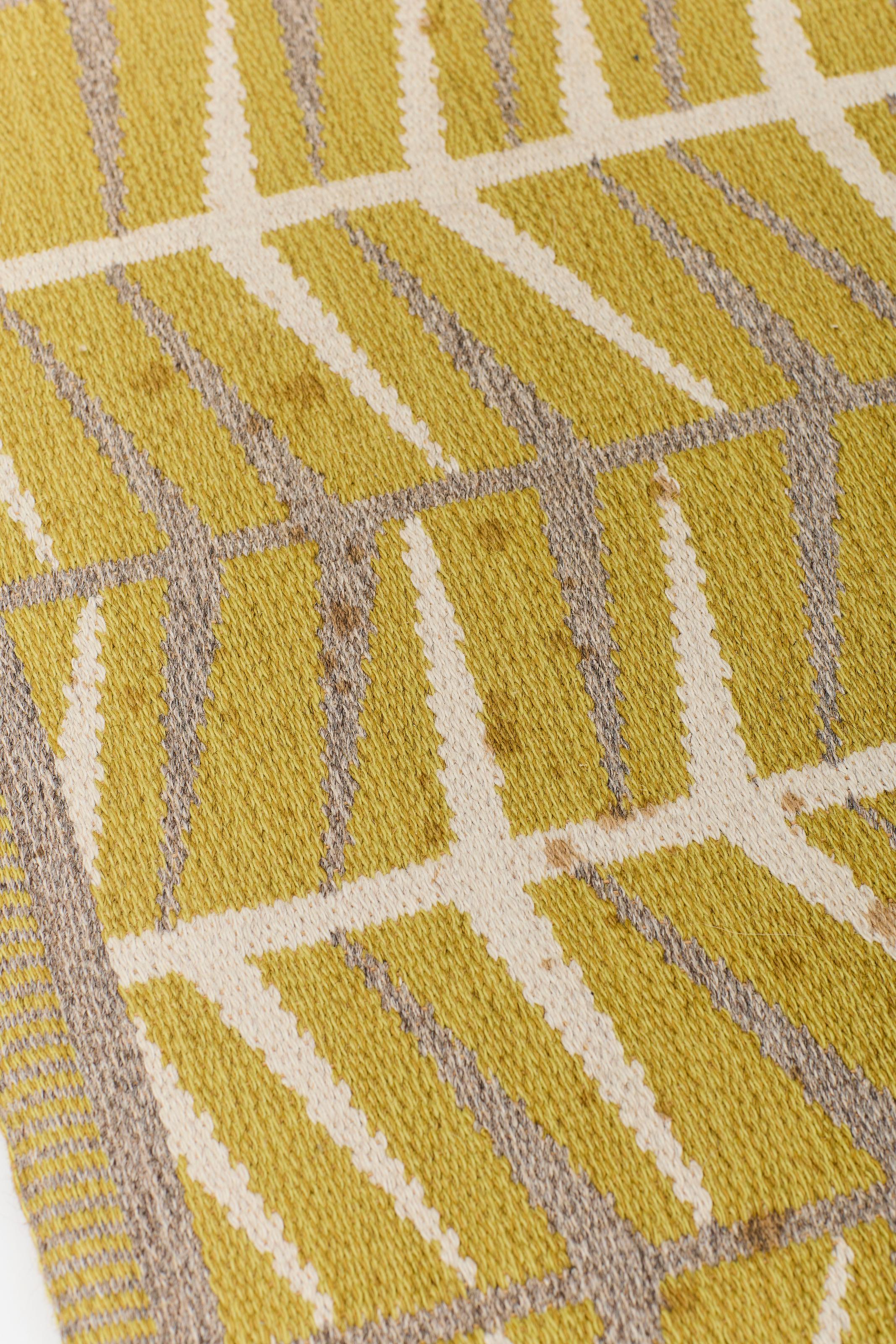 Tessuto a mano Tappeto svedese reversibile a trama piatta 'Barrskog' di Ingrid Dessau, anni '50 in vendita