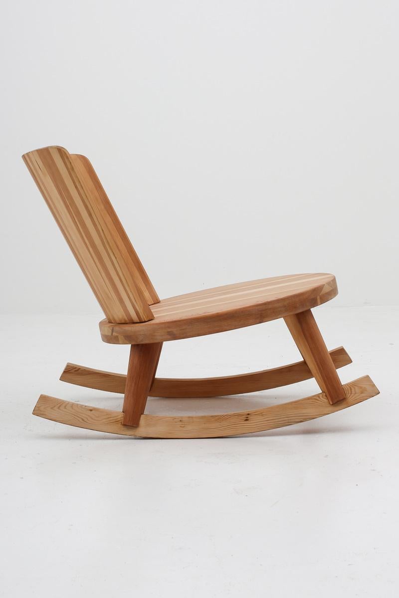 Mid-Century Modern Swedish Rocking Chair in Pine, 1940s For Sale
