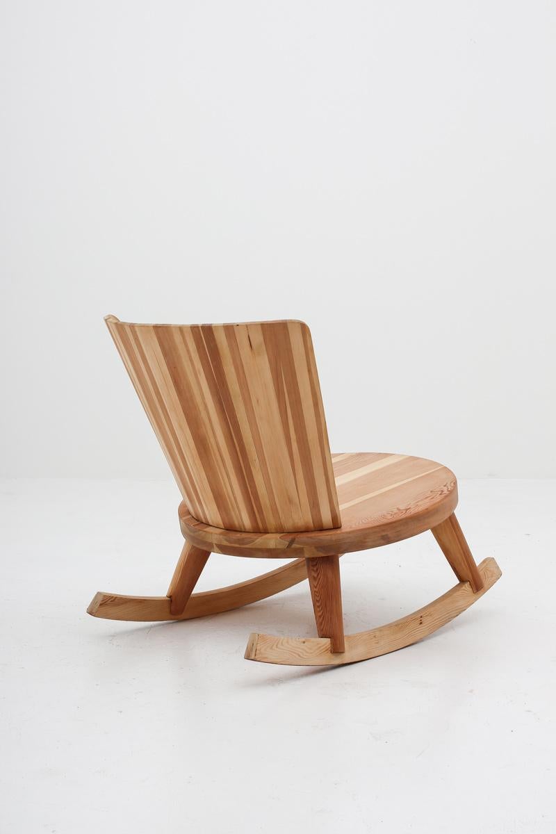 Swedish Rocking Chair in Pine, 1940s For Sale 1