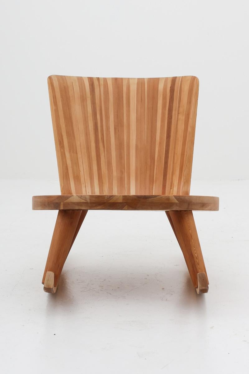 Swedish Rocking Chair in Pine, 1940s For Sale 2