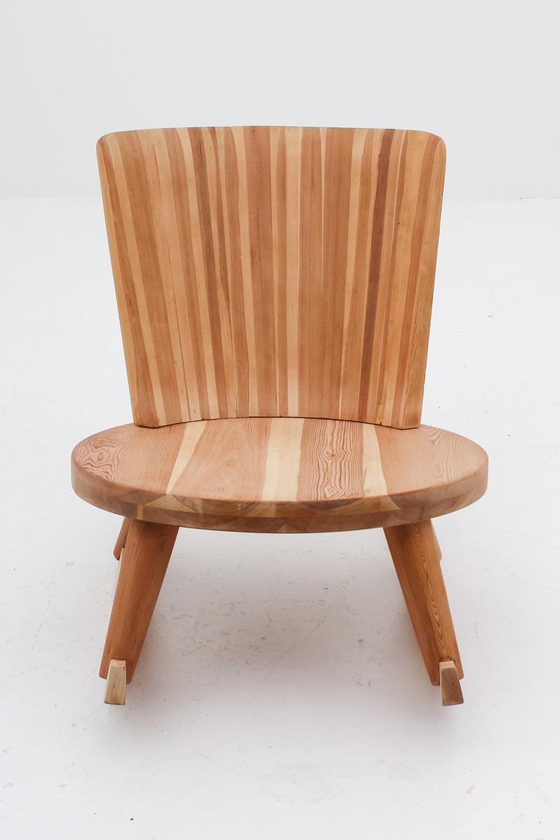 Swedish Rocking Chair in Pine, 1940s For Sale 3